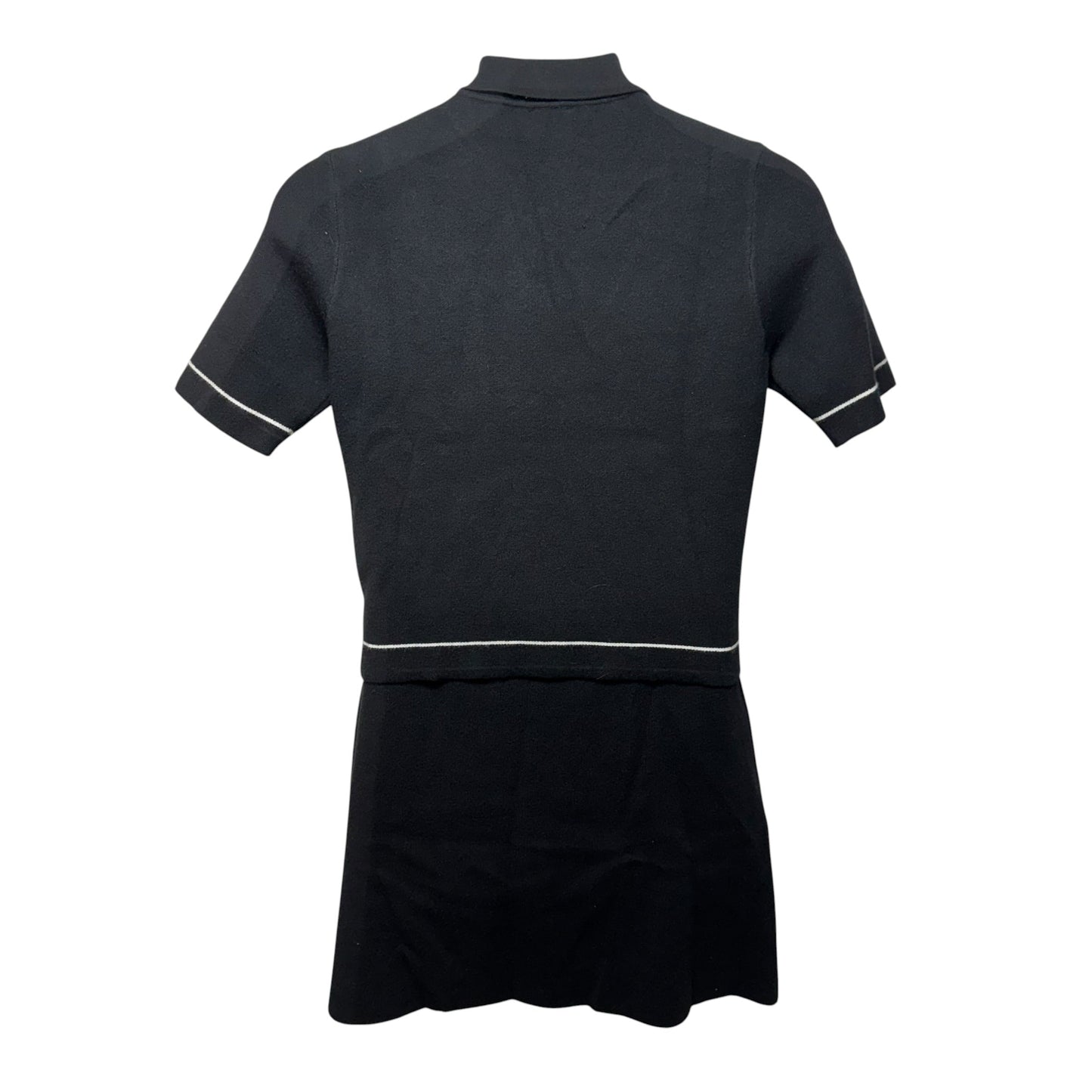 Knit Cropped Polo Sweater & Mini Skirt Set 2pc By Sioni In Black, Size: L