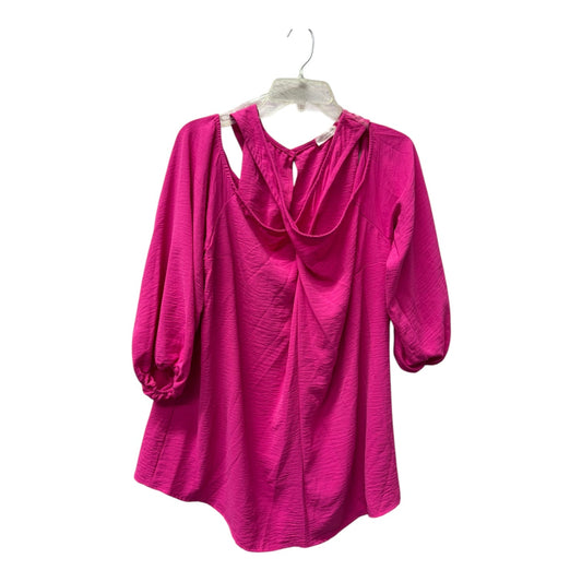 Top long sleeve By Chicsoul In Pink, Size:2X