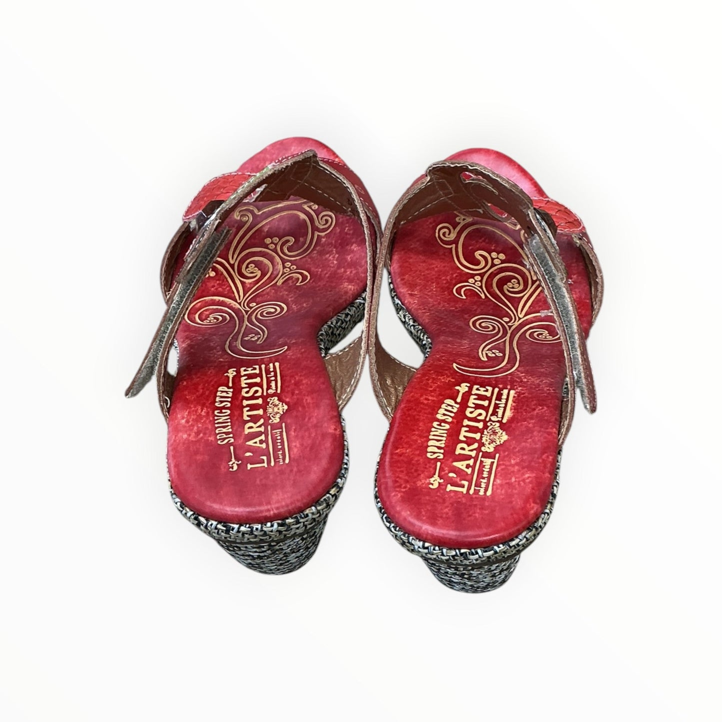 Sandals Heels Wedge By Spring Step In Red, Size:9.5