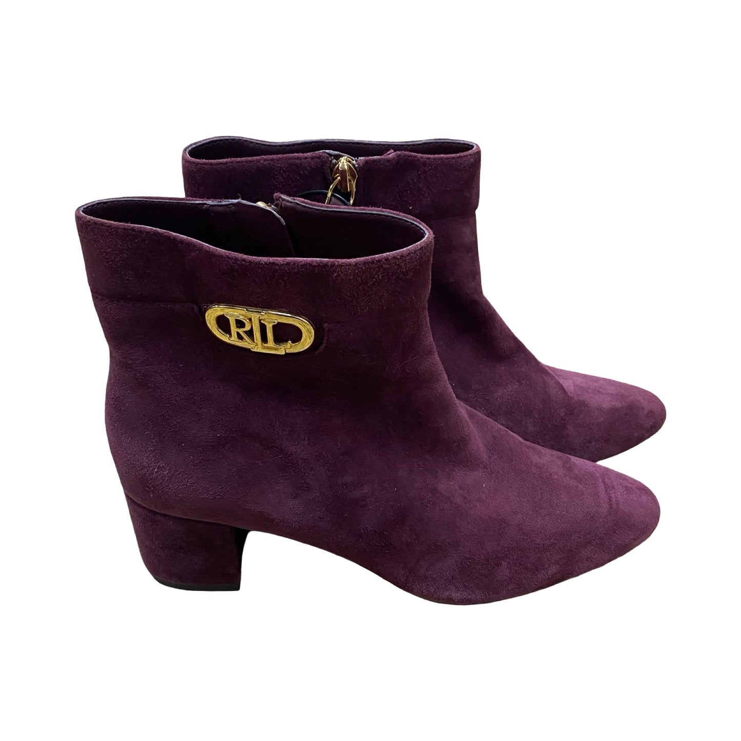 Boots Ankle Heels By Ralph Lauren In Purple, Size:8