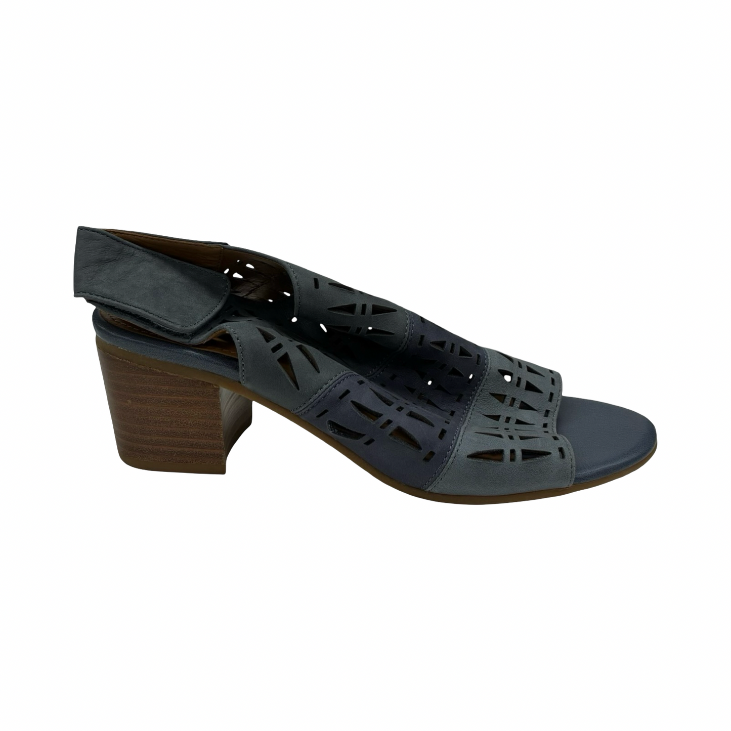Sandals Heels Block By Comfortiva In Blue & Tan, Size:8