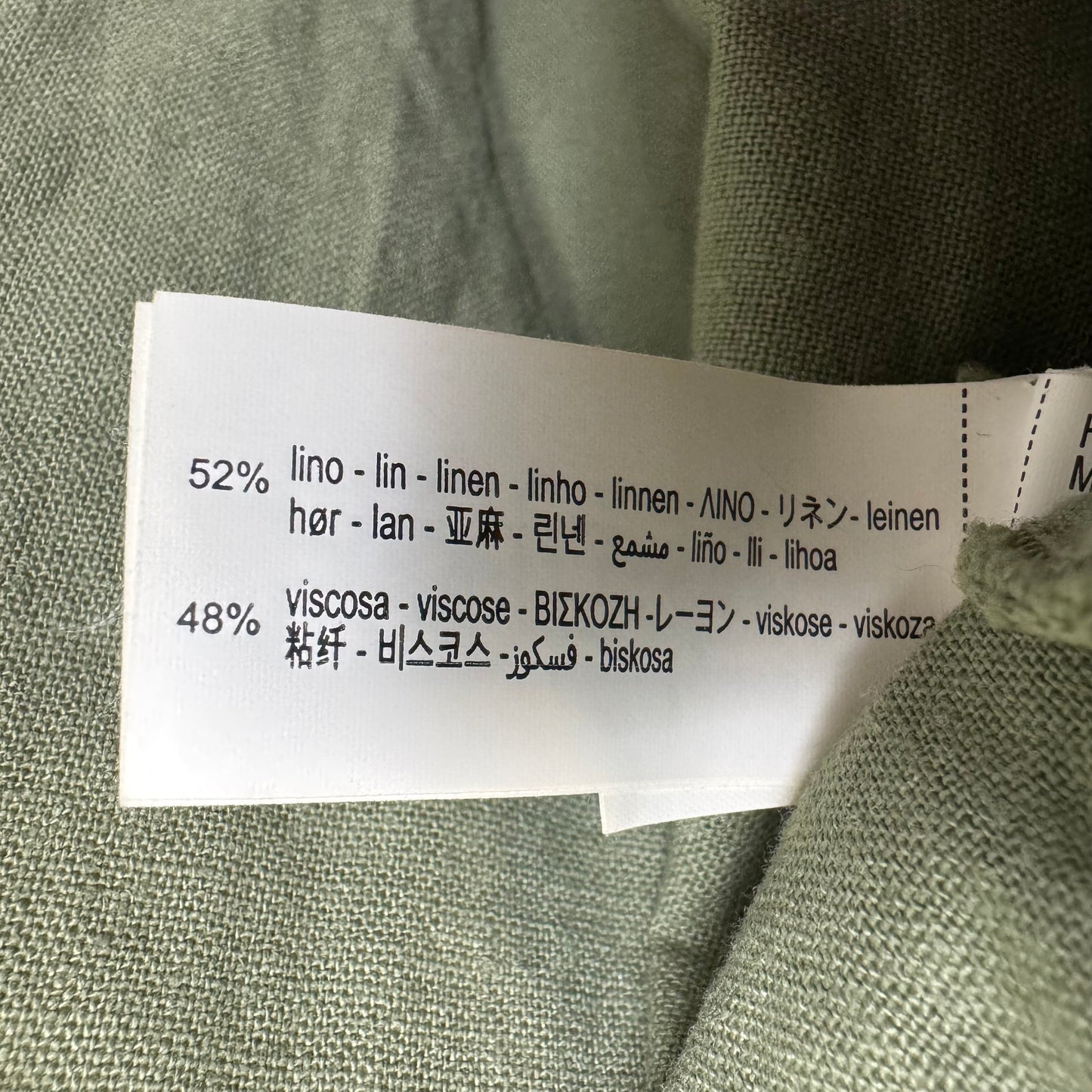 Linen Blend Top Long Sleeve By Zara In Green, Size: S