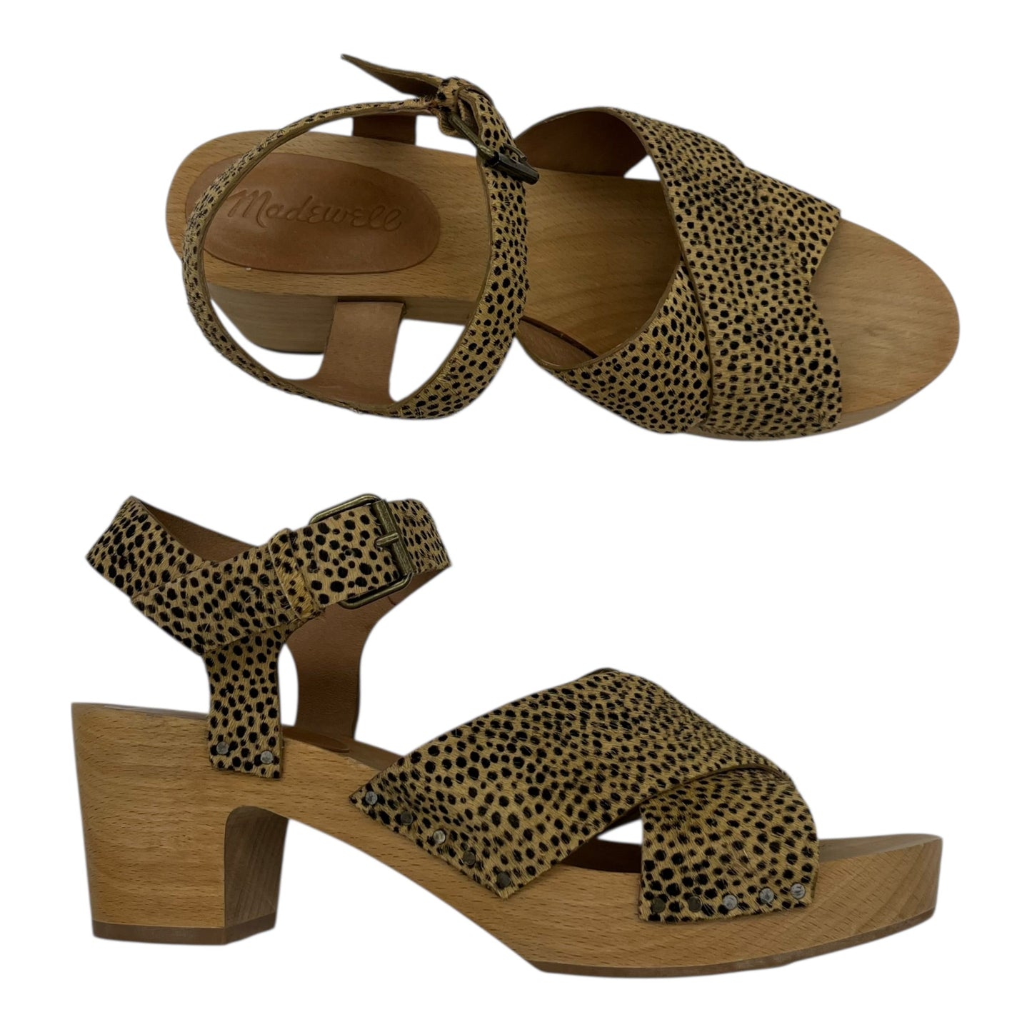 Sandals Heels Block By Madewell In Animal Print, Size:7.5