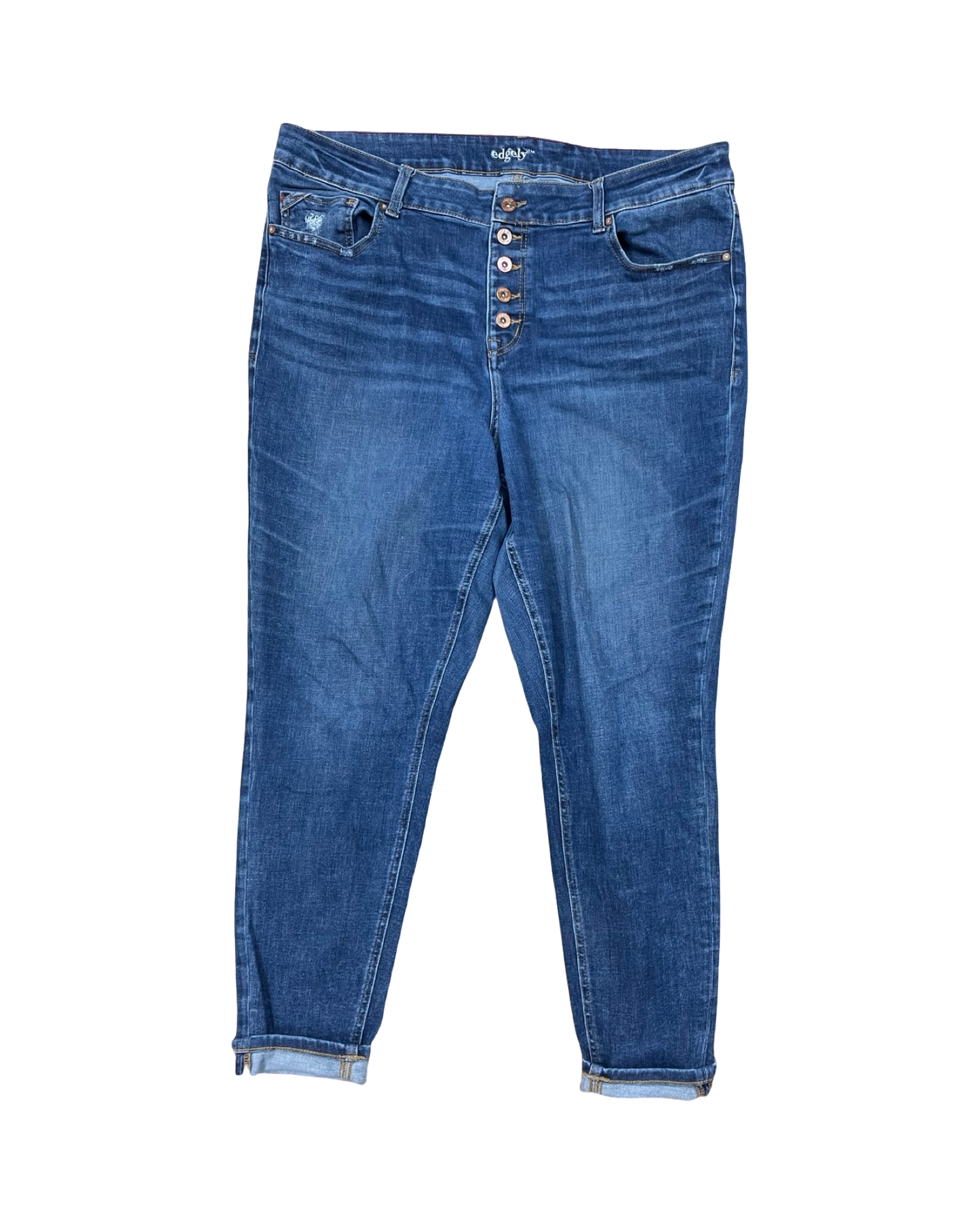 Jeans Skinny By Edgely In Blue Denim, Size:22
