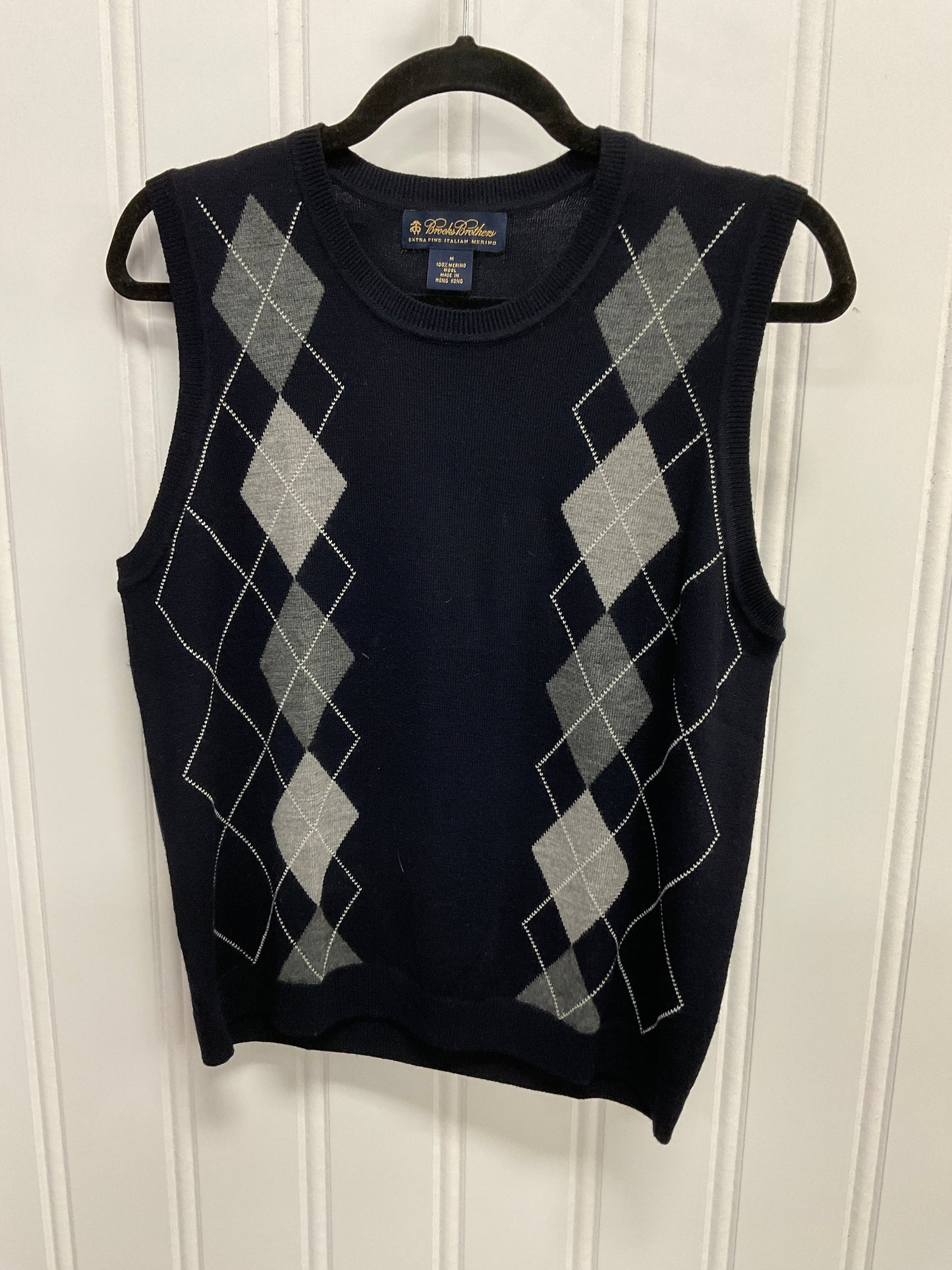 Vest Sweater By Brooks Brothers In Navy, Size:M