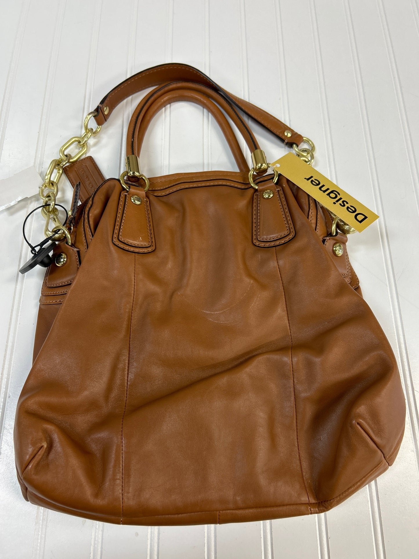 Handbag Designer By Coach In Brown & Gold, Size:Large