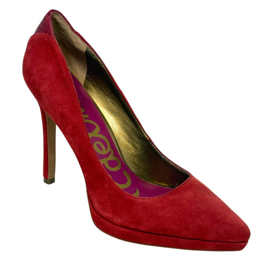 Celia Suede Platform Pumps By Sam Edelman In Red, Size 8