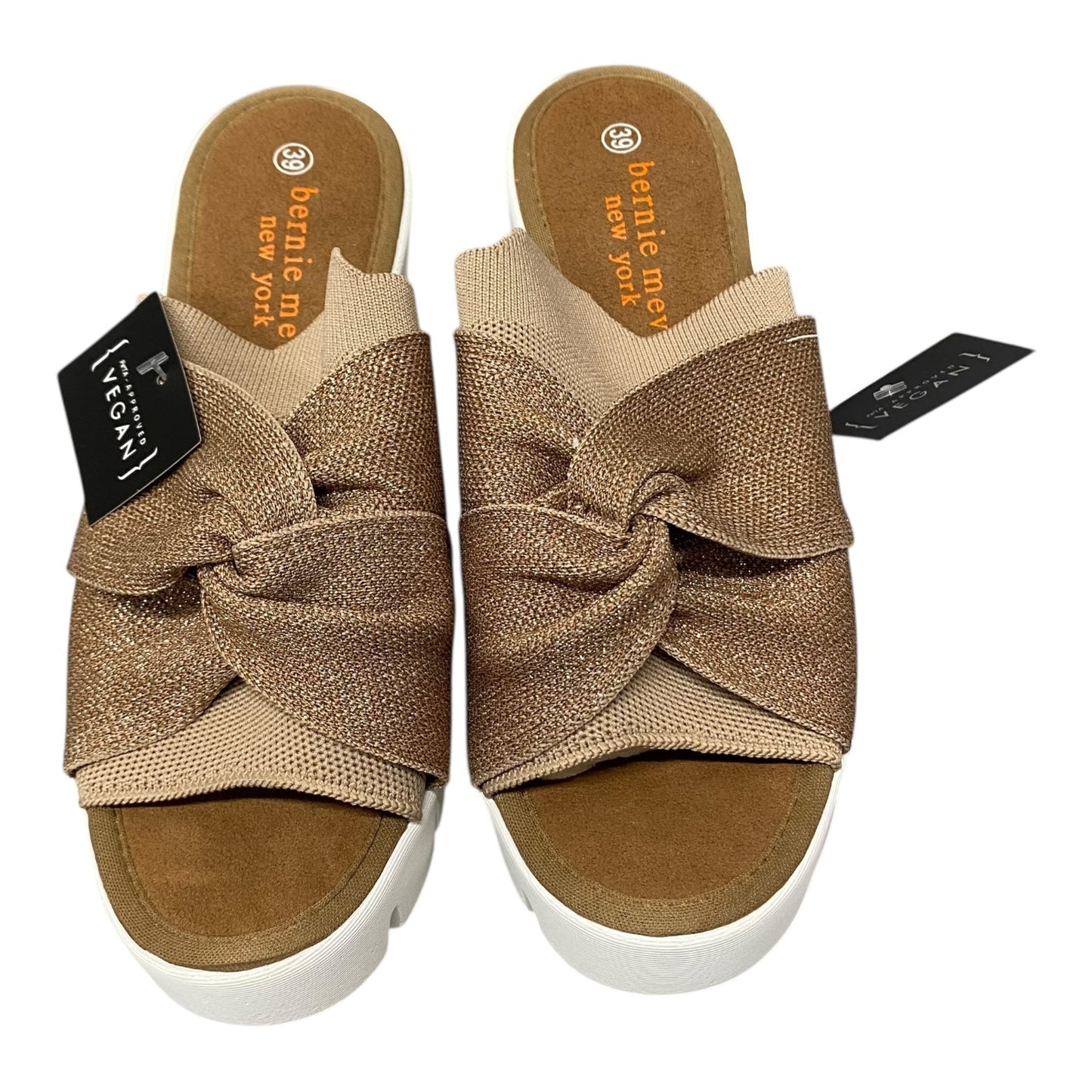 Sandals Heels Wedge By Bernie Mev In Rose Gold, Size:8.5