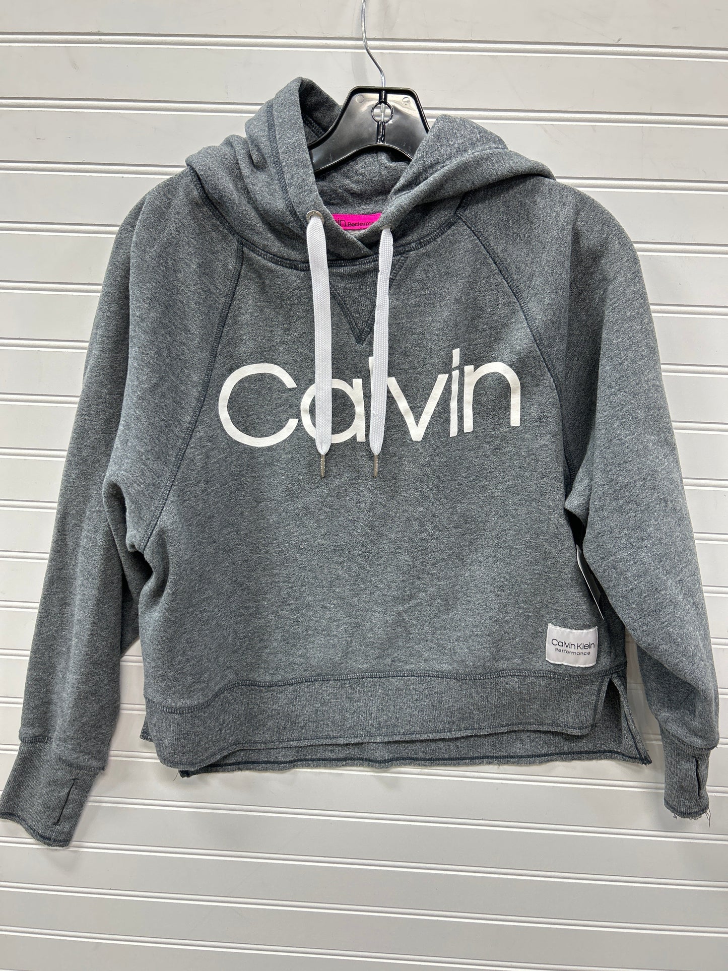 Athletic Sweatshirt Hoodie By Calvin Klein Performance In Grey, Size:Xs