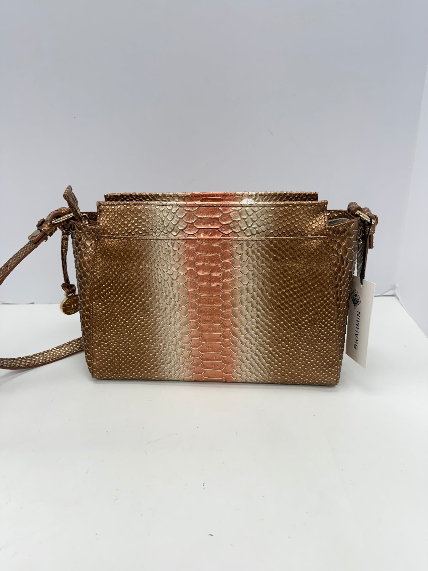Crossbody Designer By Brahmin In Bronze, Size:Medium