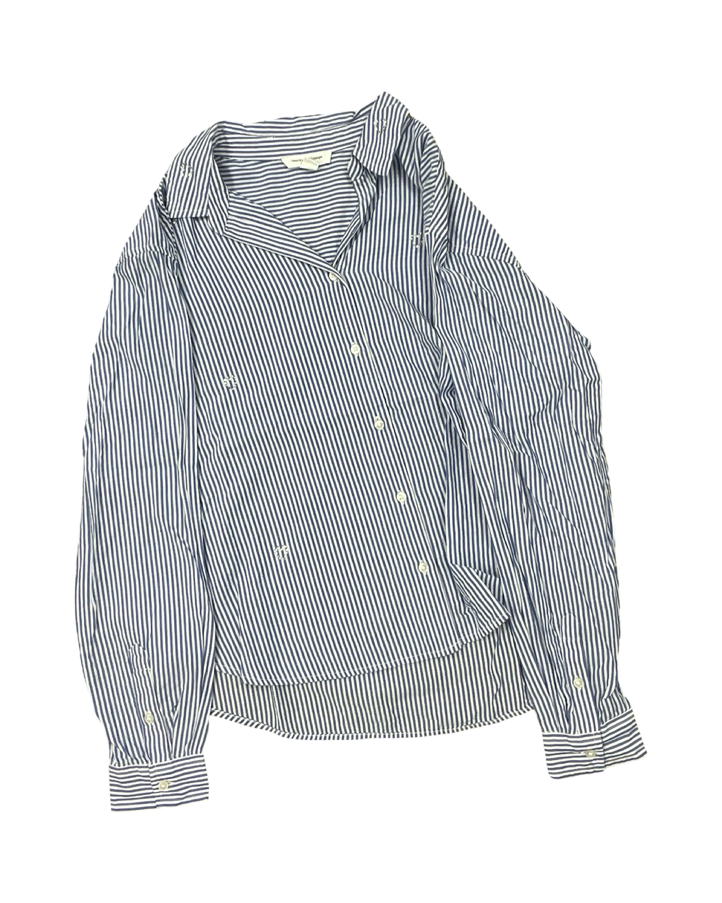 Blouse Ls By Beachlunchlounge In Blue & White, Size:M