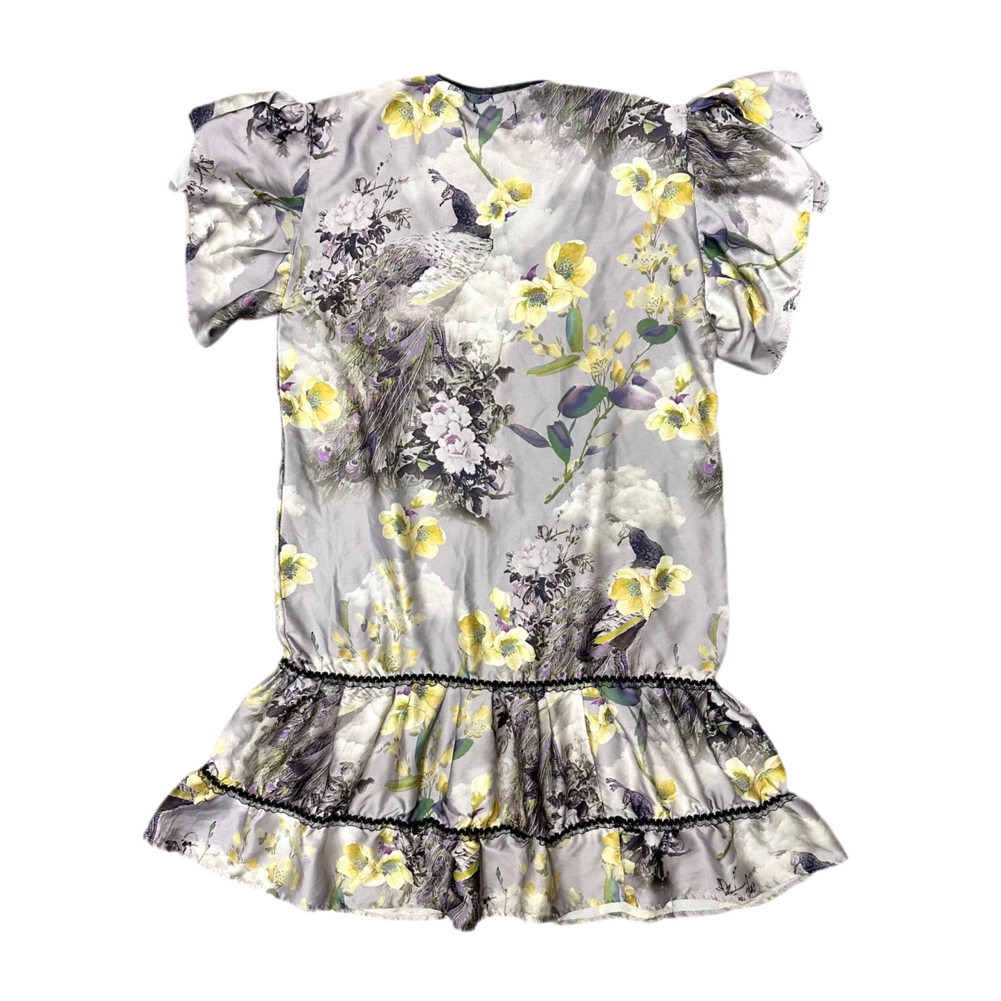 Dress Casual Short By Davina Co In Purple & Yellow, Size: M