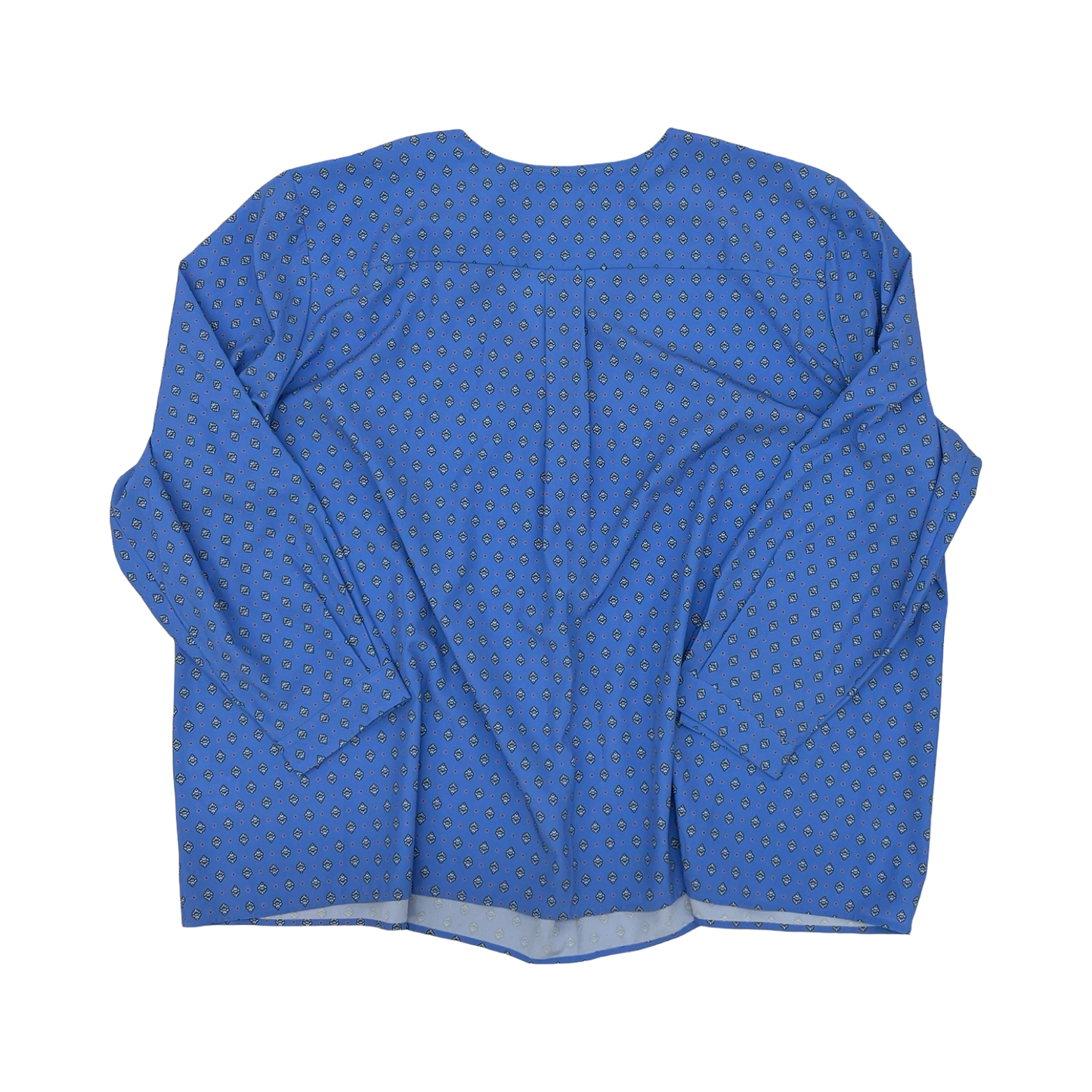 Blouse 3/4 Sleeve By Lands End In Blue & White, Size:3X