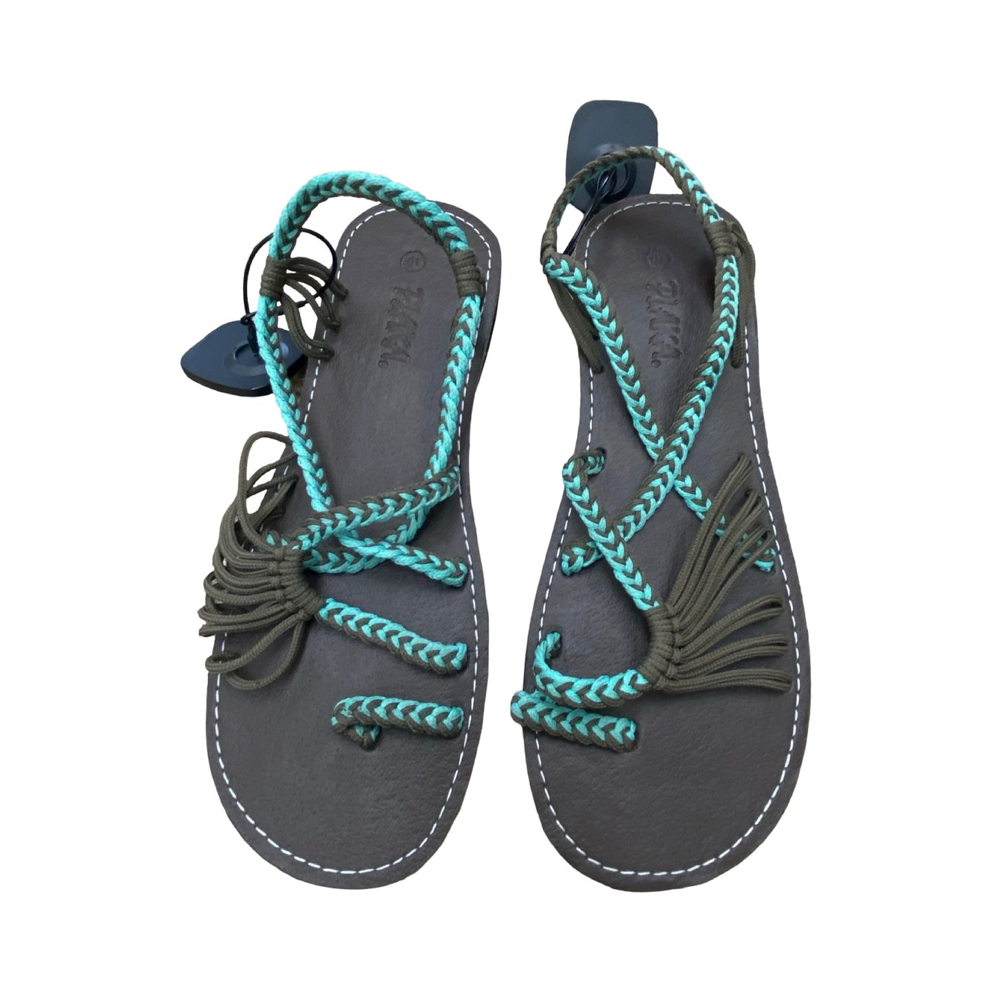Sandals Flats By Plaka In Blue & Brown, Size:10