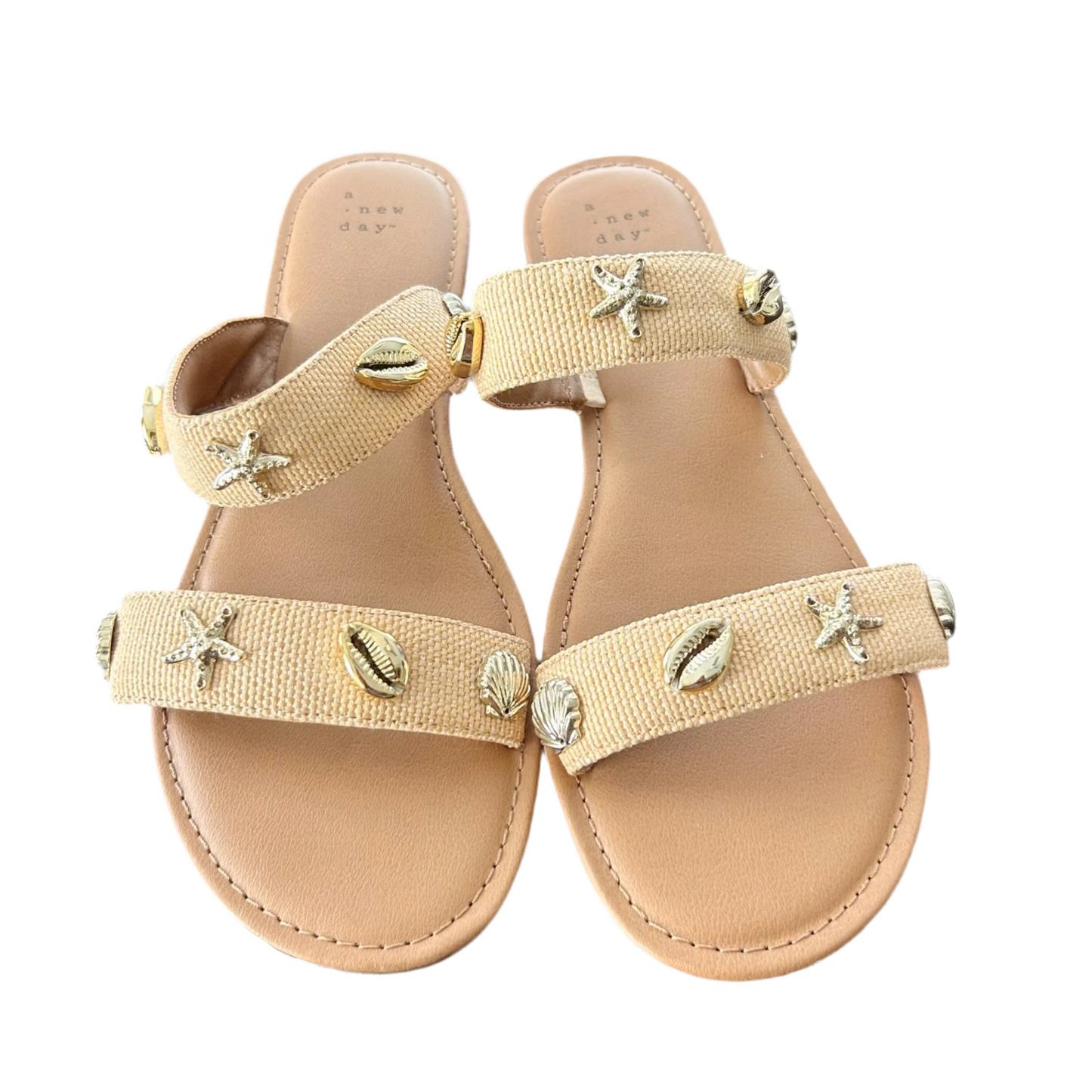 Sandals Flats By A New Day In Gold & Tan, Size: 10
