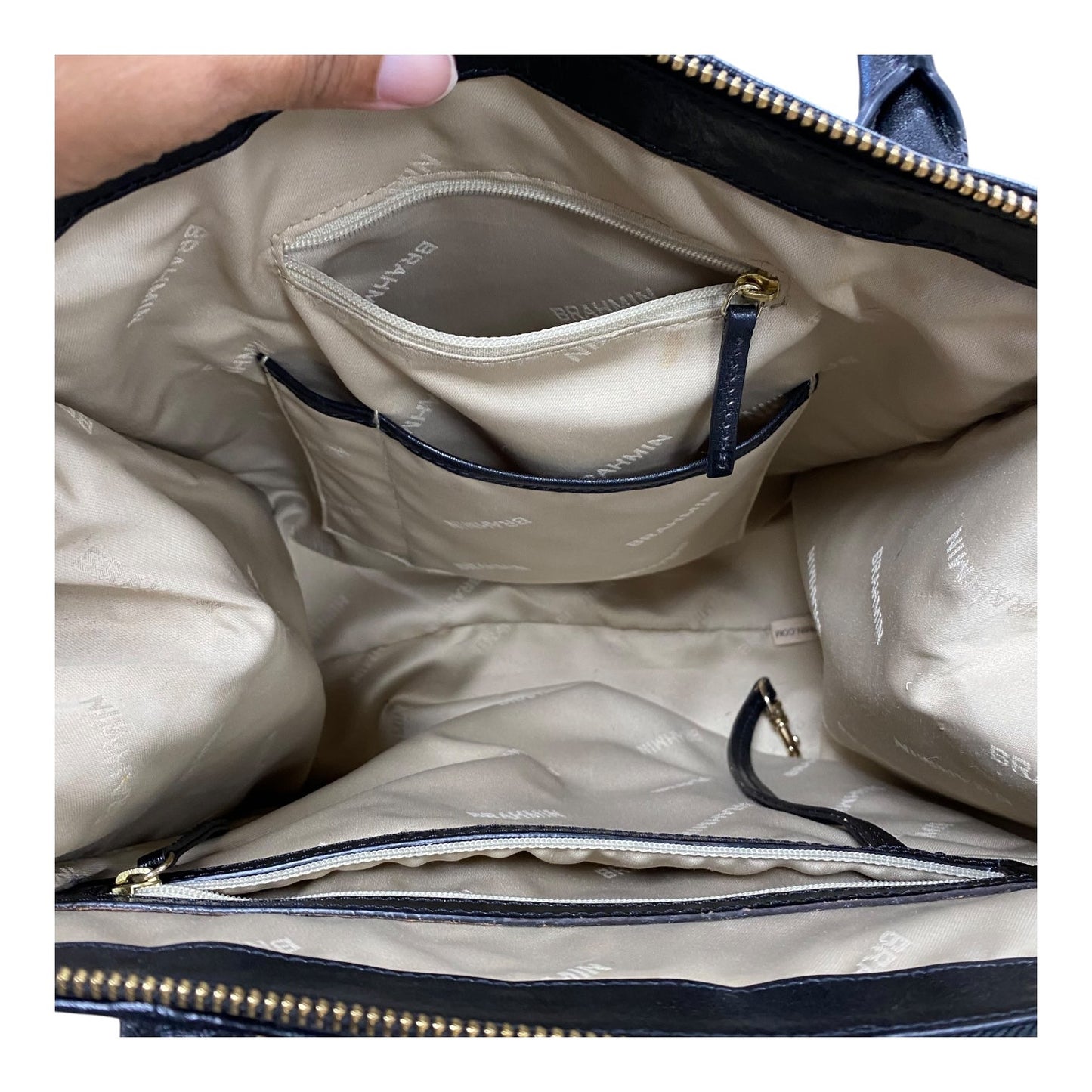 Handbag Designer By Brahmin In Black, Size:Medium