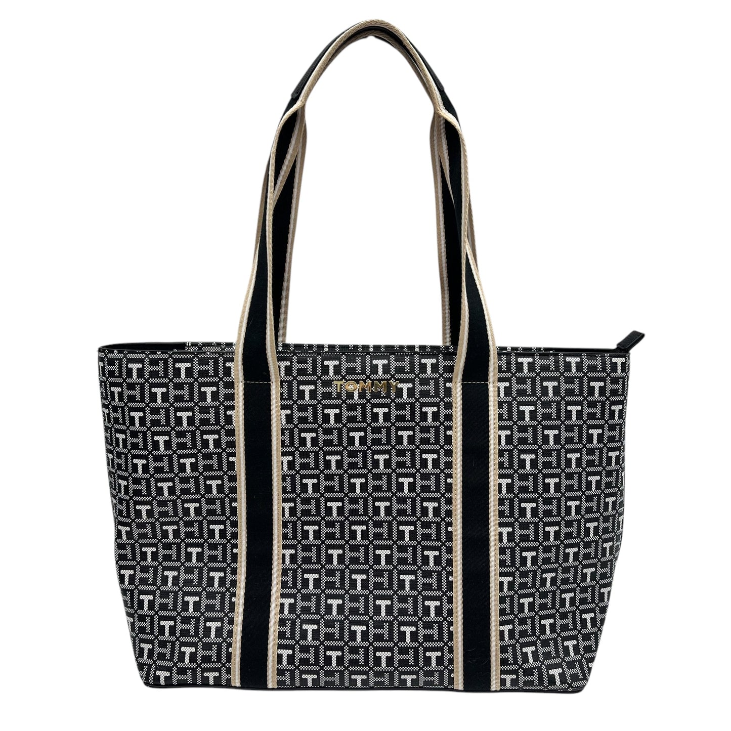 Tote By Tommy Hilfiger In Black & Tan, Size:Medium