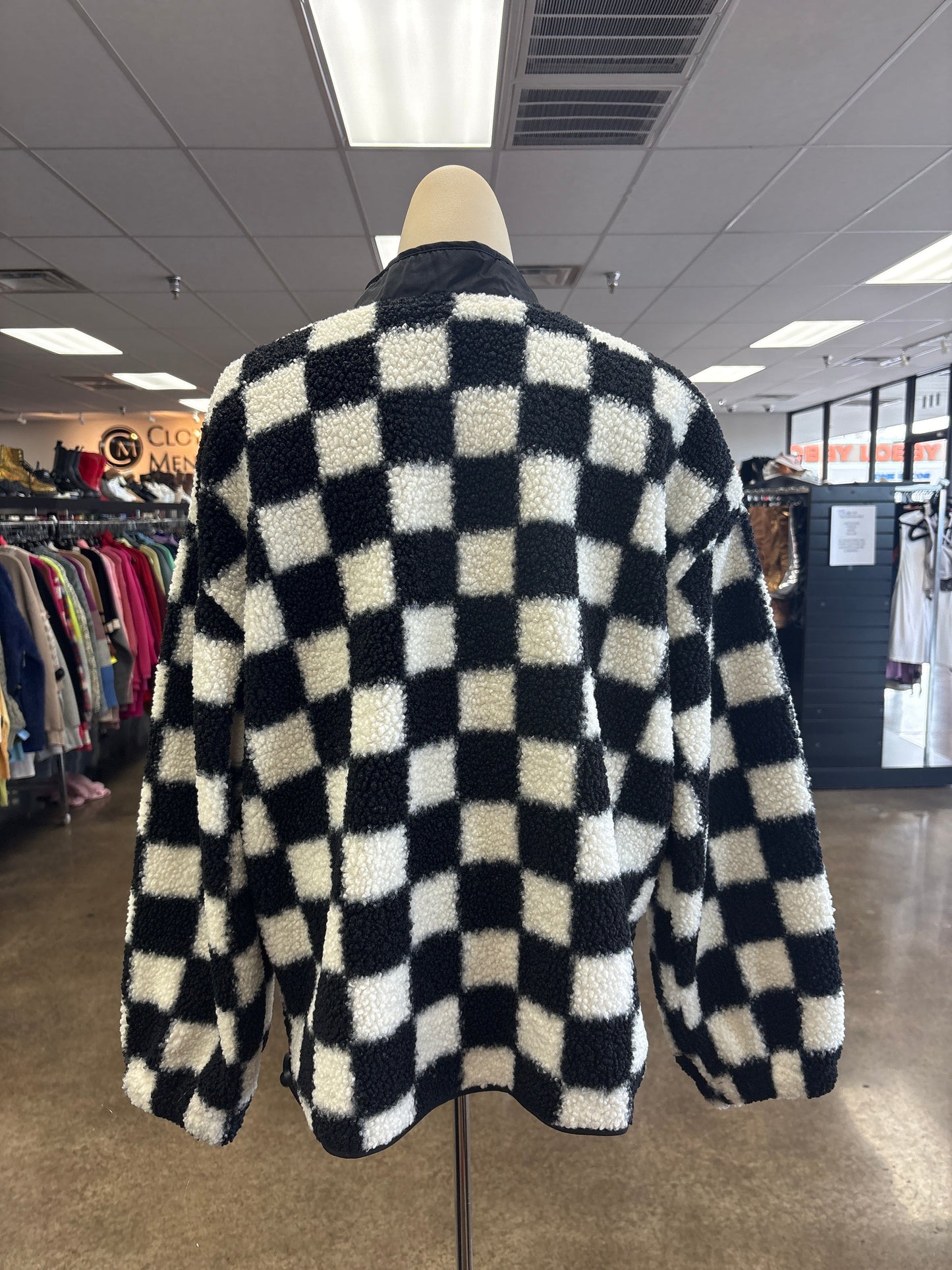 Jacket Faux Fur & Sherpa By Blu Pepper In Black & White, Size:M