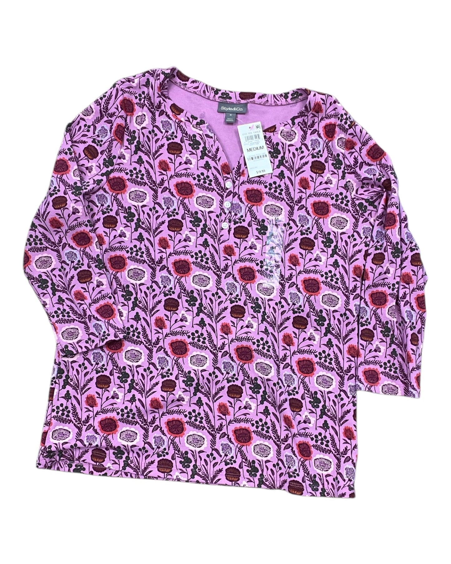 Top 3/4 Sleeve By Style And Company In Pink, Size:M