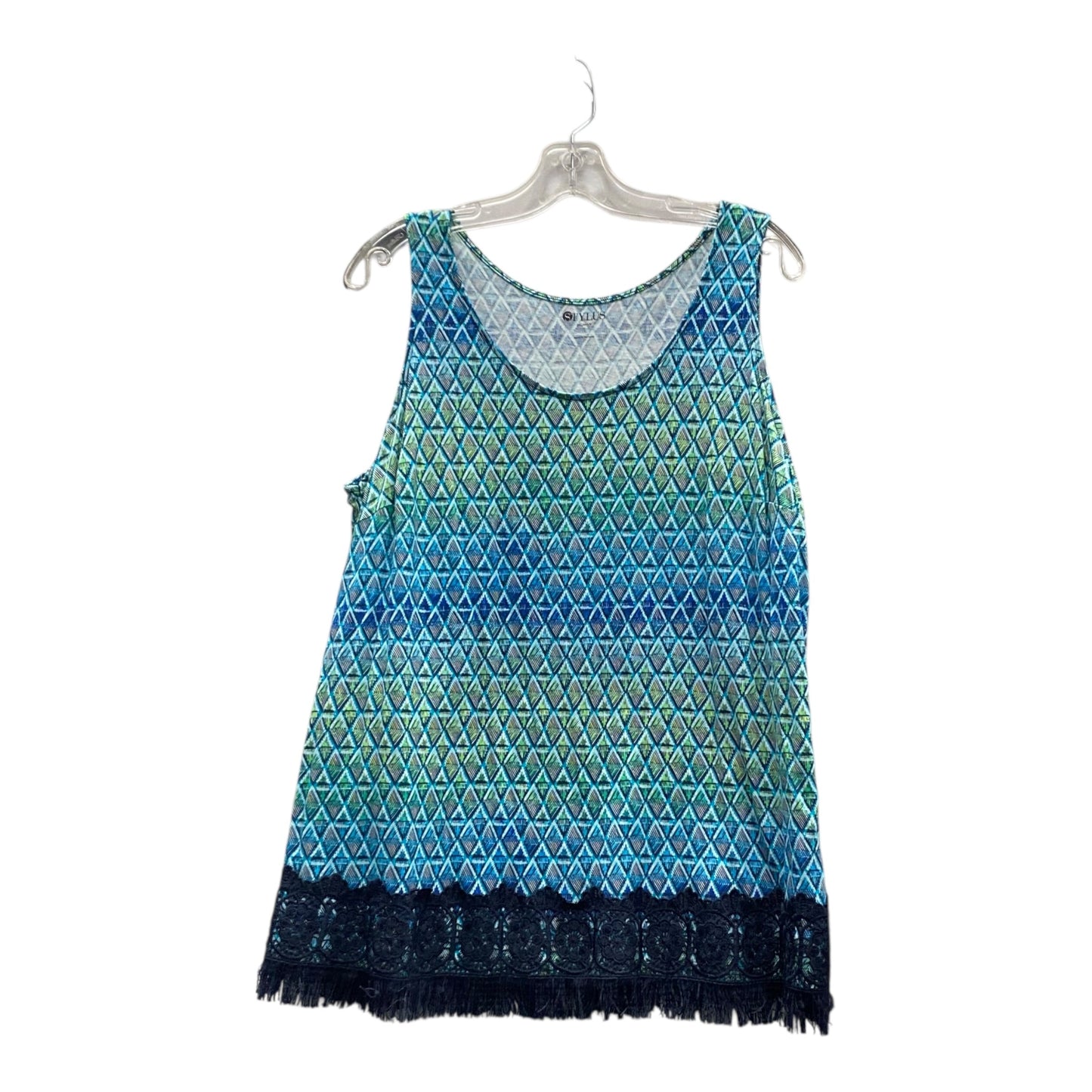 Top Sleeveless By Stylus In Blue, Size:1X