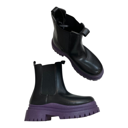 Boots Combat By Yoki In Black & Purple, Size:8