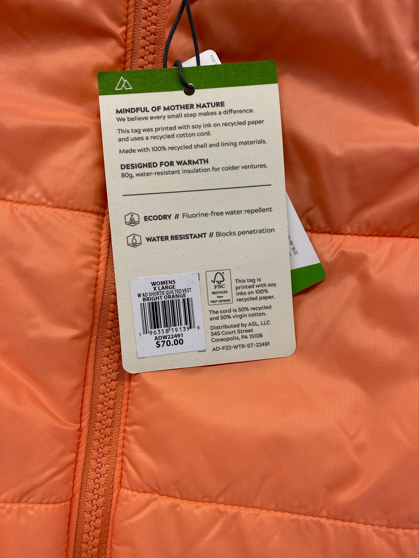 Vest Puffer & Quilted By Cmc In Orange, Size: Xl