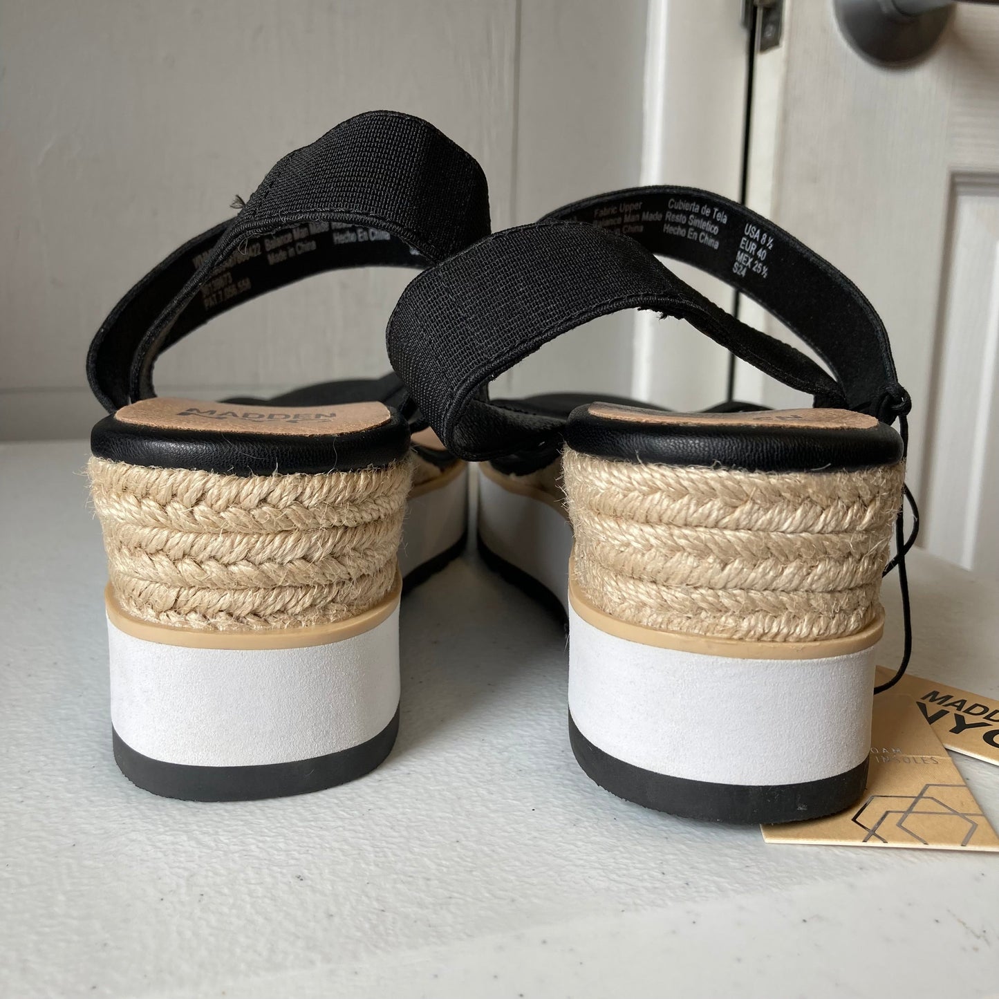 Sandals Heels Wedge By Madden Nyc In Black, Size:8.5