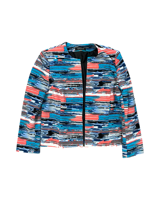 Blazer By Kasper In Grey & Orange, Size:Xl