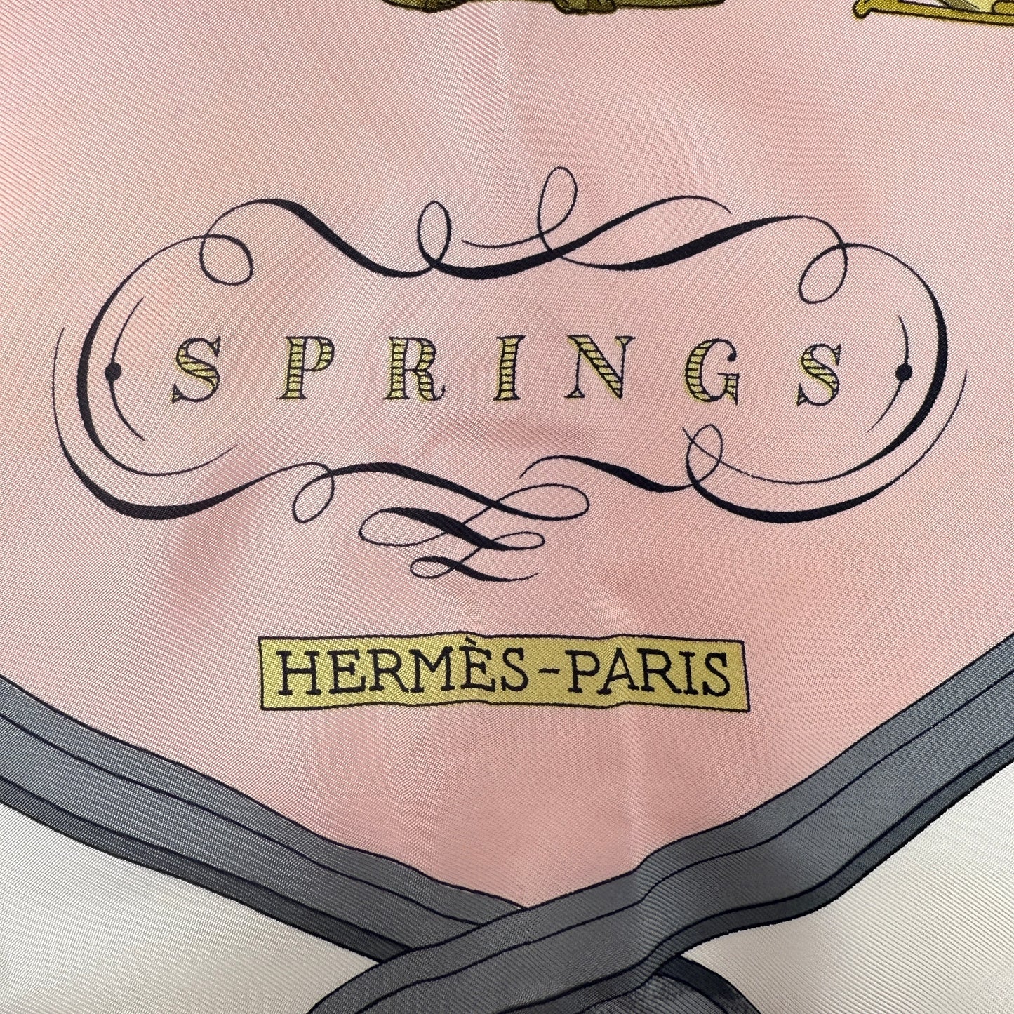 Vintage Carre 90 Philippe Ledoux “Springs“ Horse-Drawn Carriage Motif Silk Scarf Luxury Designer By Hermes