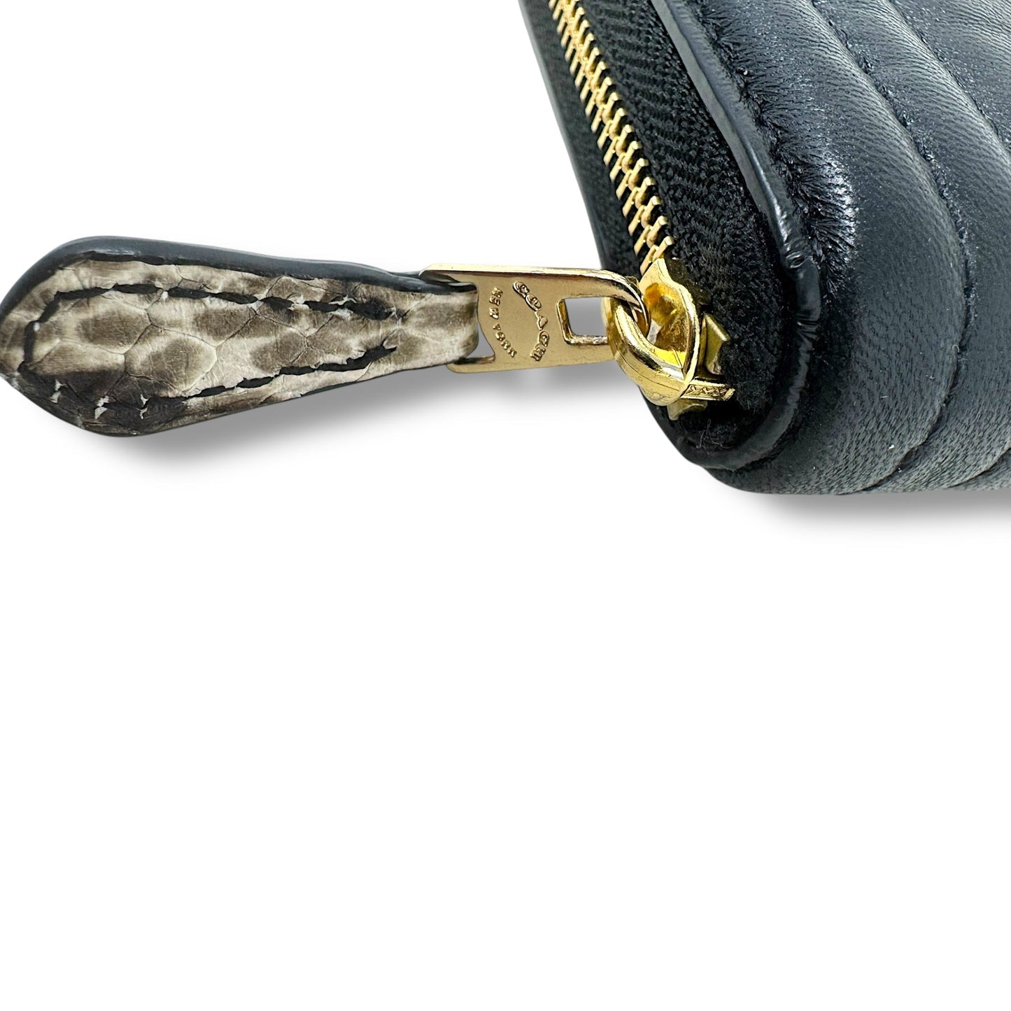 Snake Embellished Medium Id Zip Wallet With Border Quilting Designer By Coach, Size: Small