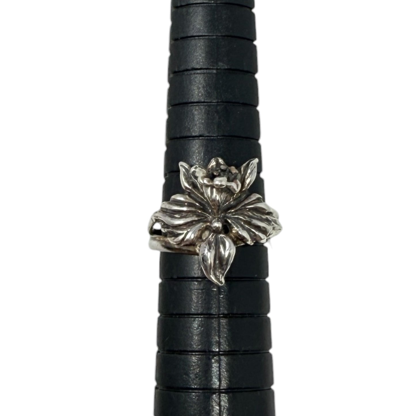Sterling Silver Trumpet Flower Ring By KM Company, Size: 6