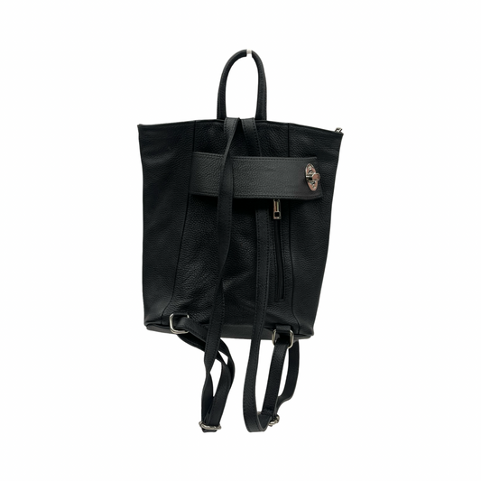 Backpack Leather By Clothes Mentor In Black, Size:Medium