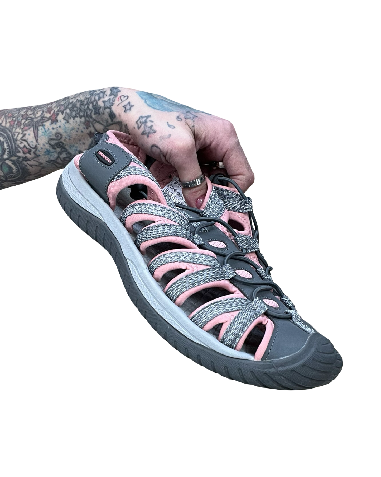 Sandals Sport By Clothes Mentor In Grey & Pink, Size:8.5