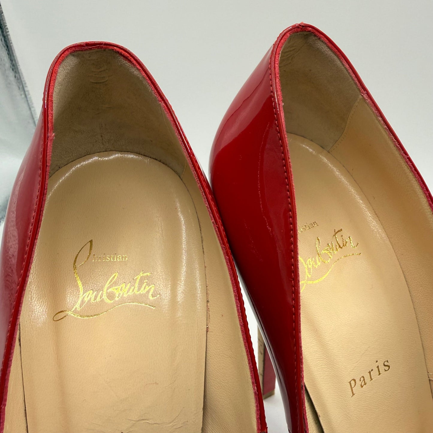 Shoes Luxury Designer By Christian Louboutin In Red, Size: 10.5