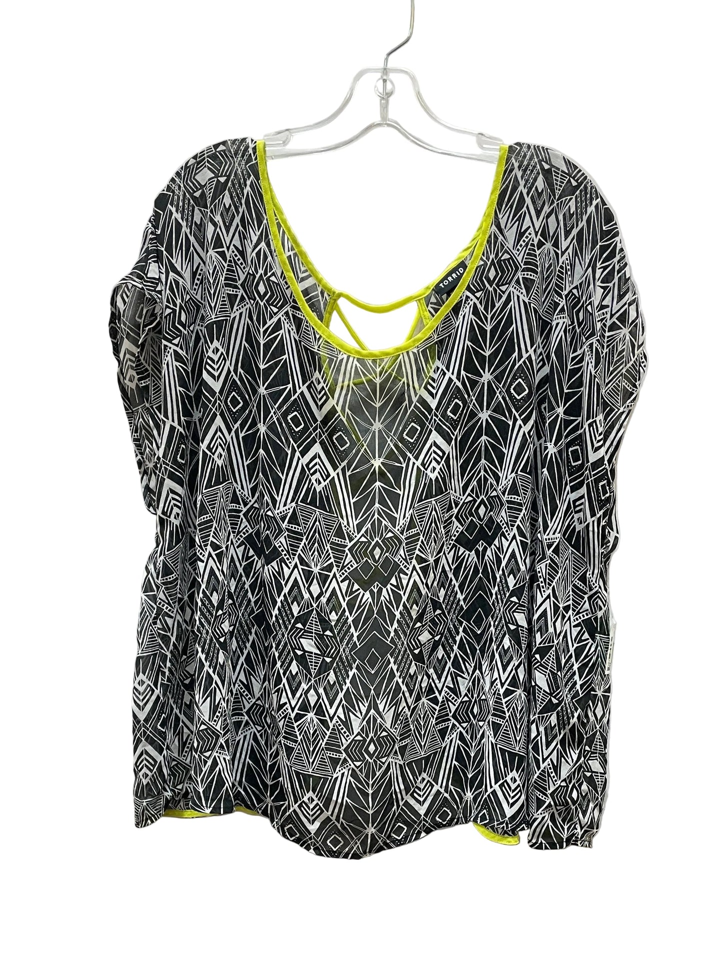 Blouse Ss By Torrid In Black & Green, Size:3X