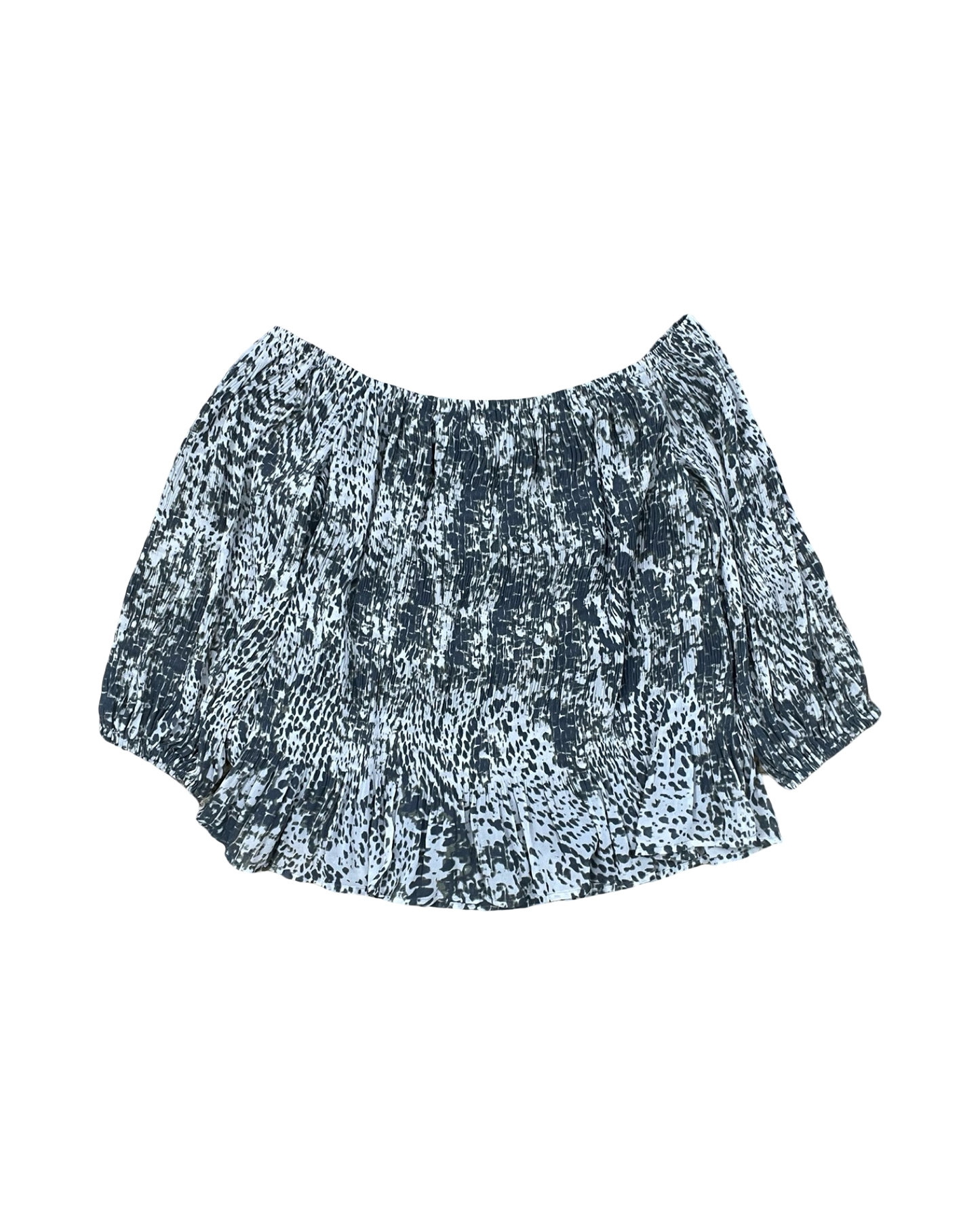Top 3/4 Sleeve By Express In Cream & Grey, Size:M