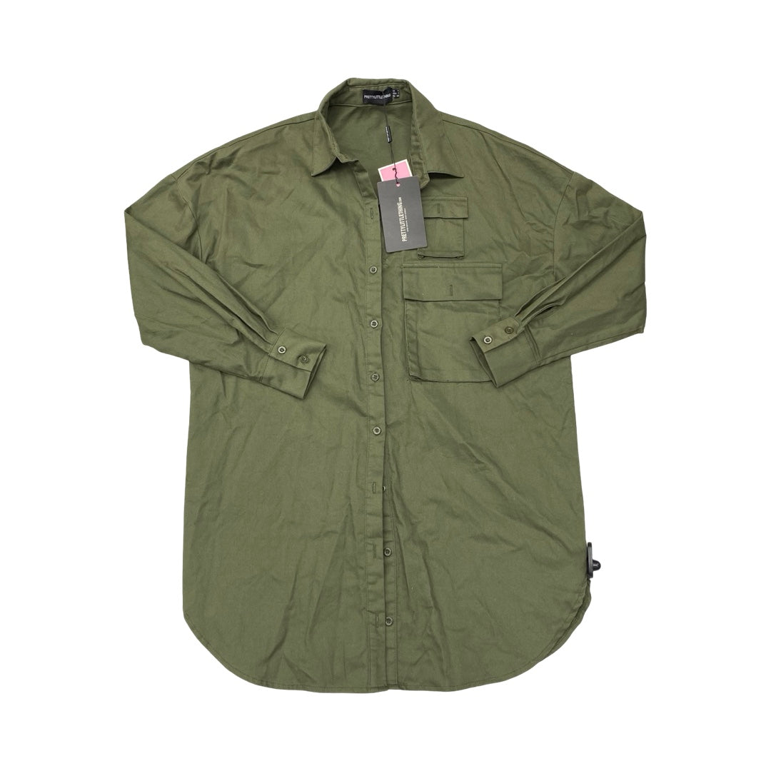 Jacket Shirt By Pretty Little Thing In Green, Size:2