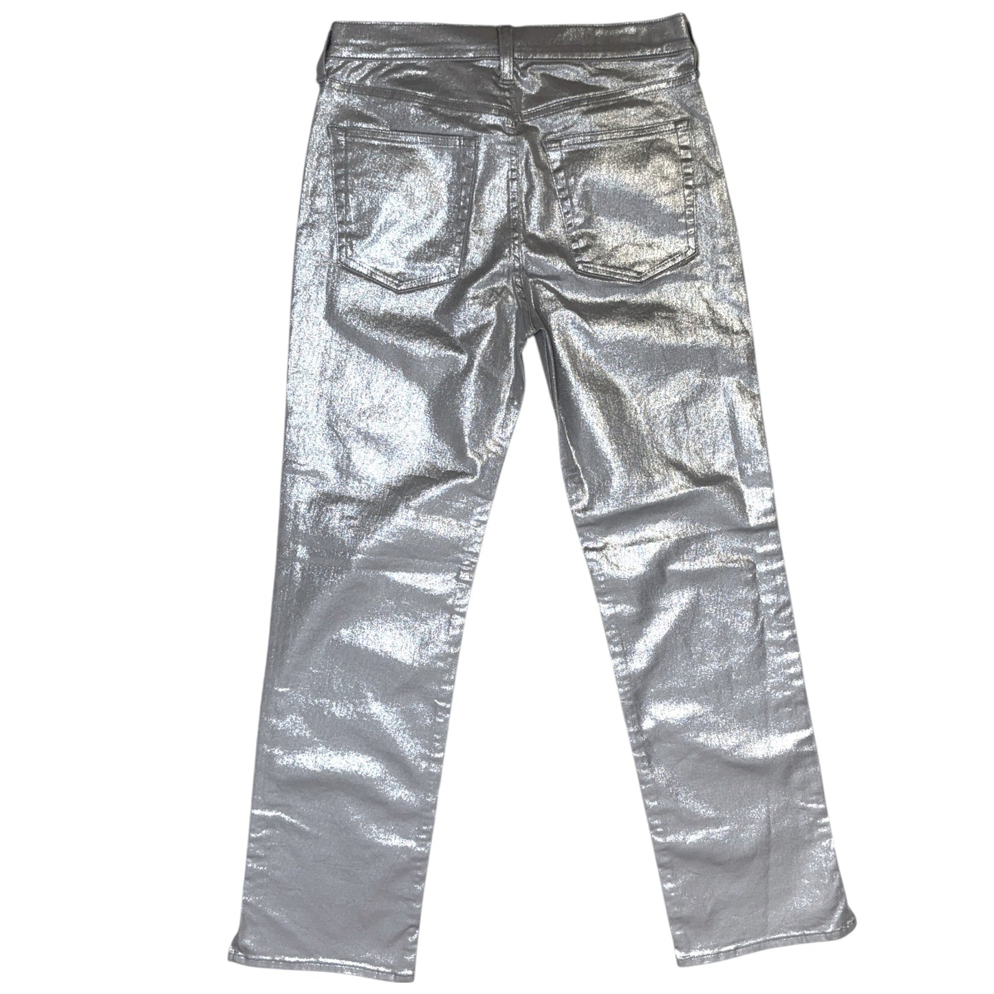 Mid Rise Metallic '90s Loose Straight Leg Jeans By Gap In Silver, Size: 4