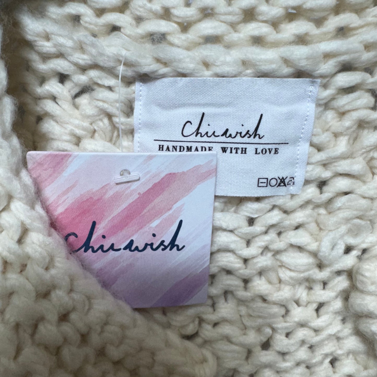 Knit Your Love Cardigan acrylic-wool blend By Chicwish In Cream, Size: M