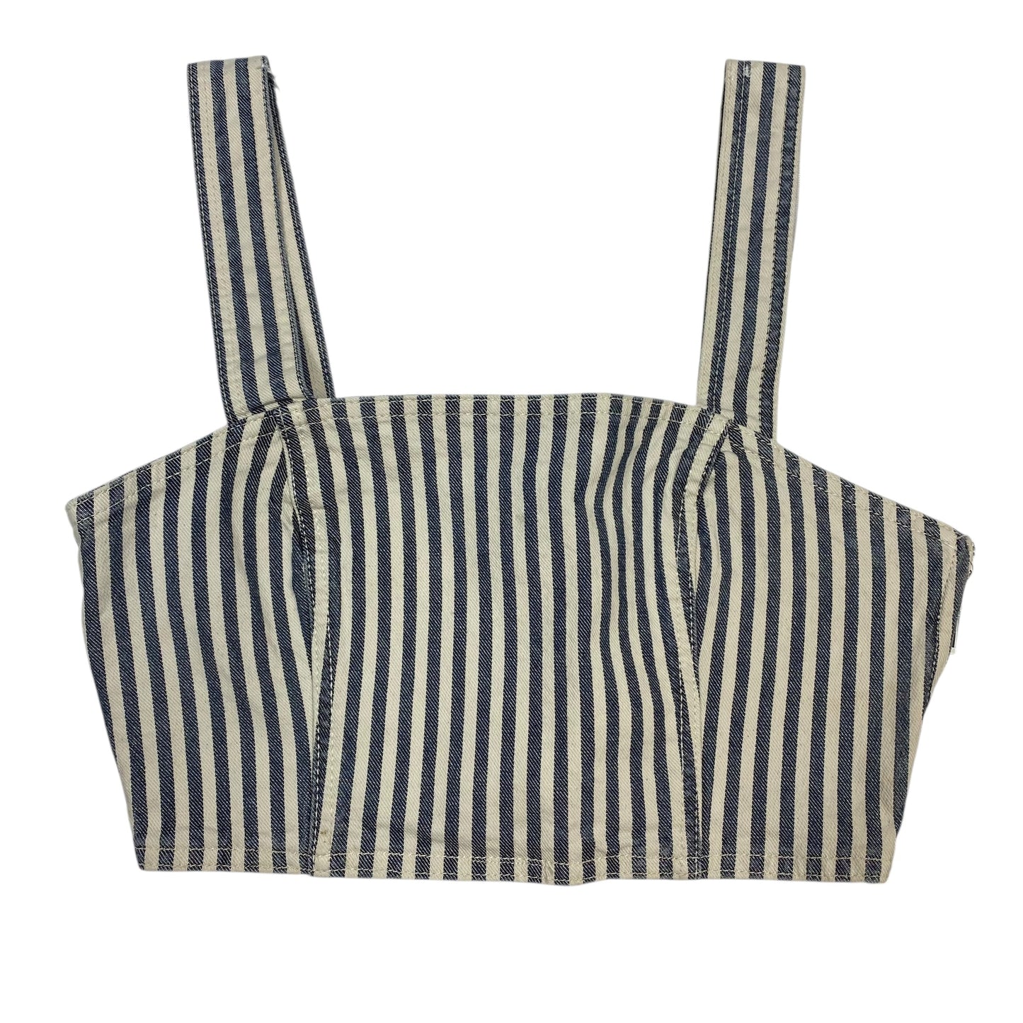 Top Sleeveless By Zara In Blue & Cream, Size:M