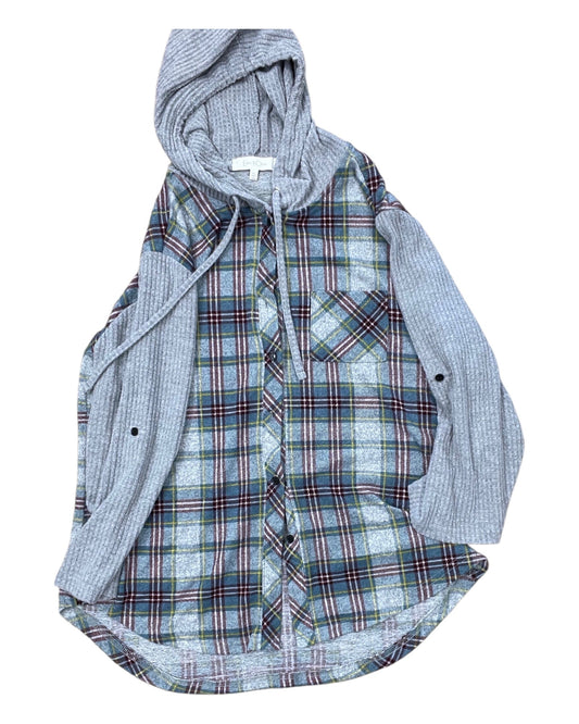 Blouse 3/4 Sleeve By Eden & Olivia In Grey, Size:Xl