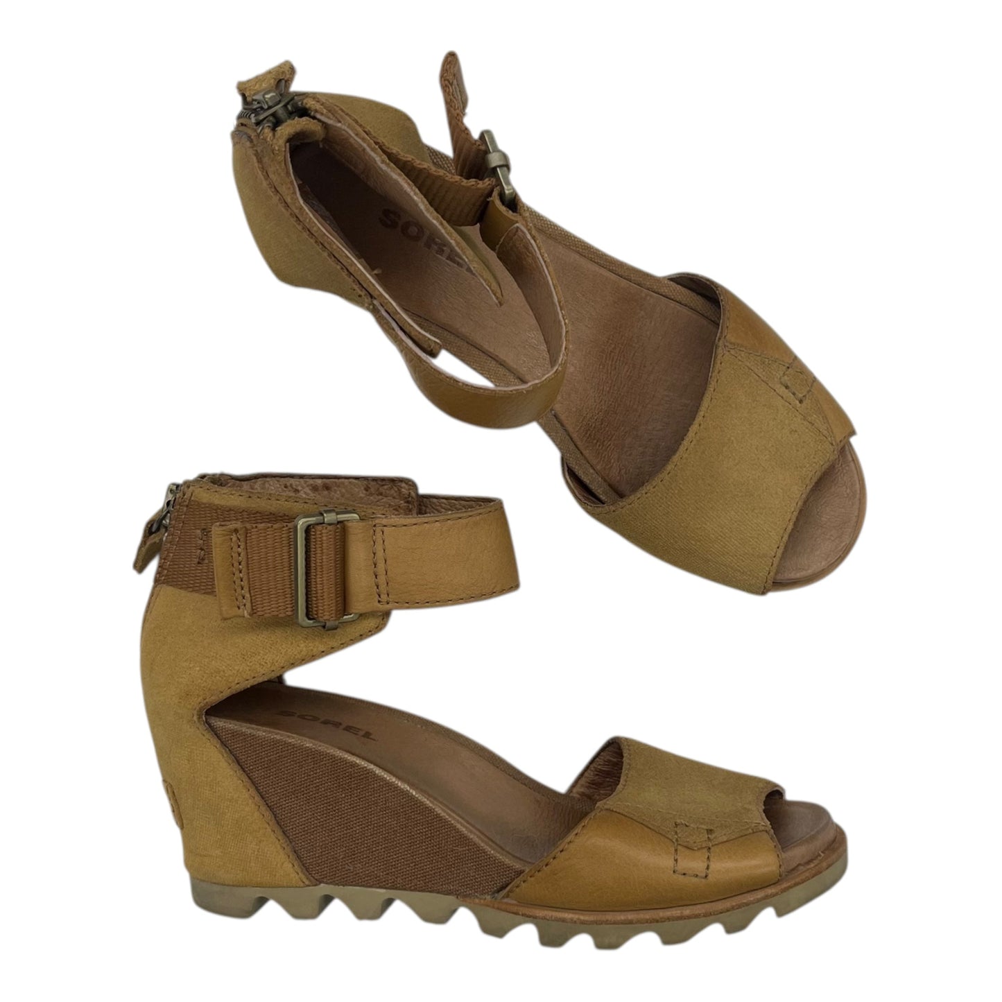 Sandals Heels Wedge By Sorel In Brown, Size:6