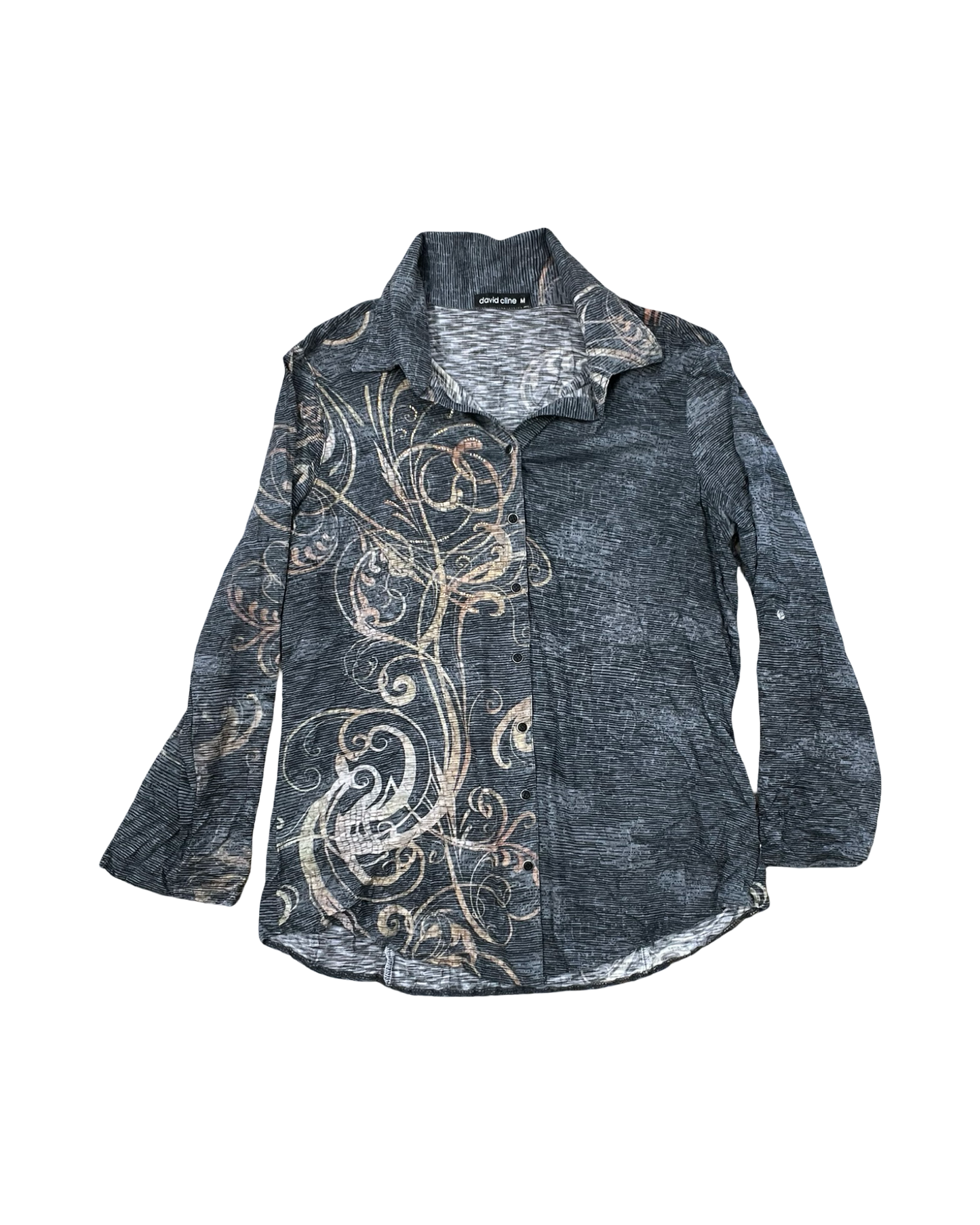 Blouse Ls By Clothes Mentor In Grey, Size:M