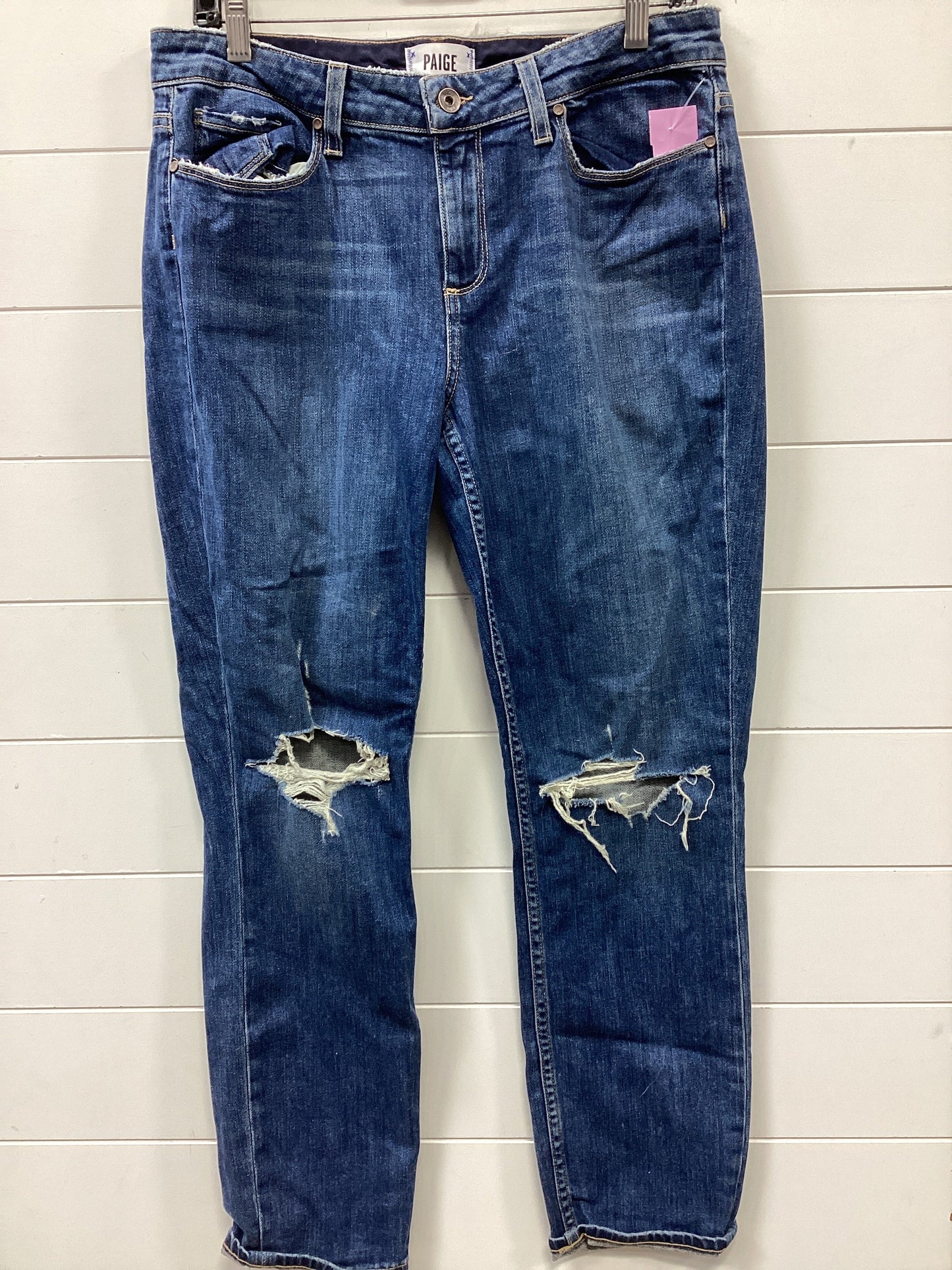 Jeans Straight By Paige In Blue Denim, Size:6