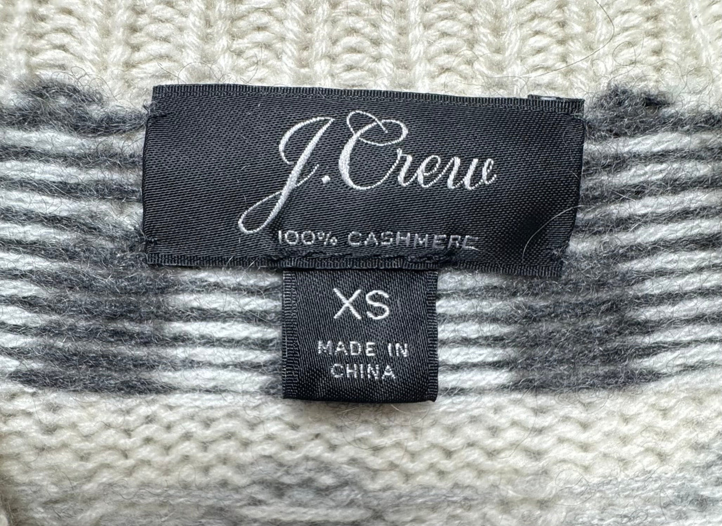 Cashmere Sweater By J. Crew In Cream & Grey, Size: Xs