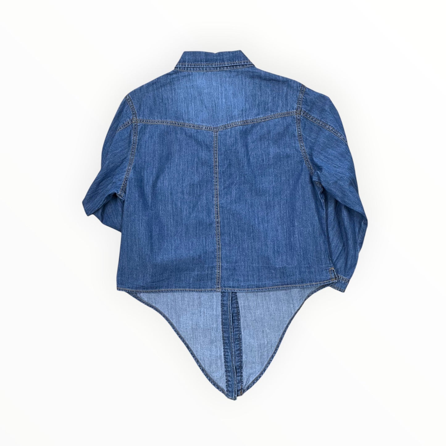 Blouse Ls By Clothes Mentor In Blue Denim, Size:S