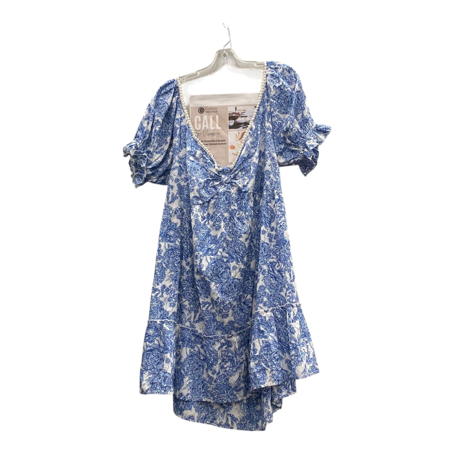 Dress Casual Short By Simply Southern In Blue & White, Size:1X