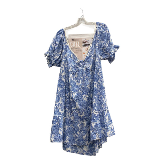 Dress Casual Short By Simply Southern In Blue & White, Size:1X