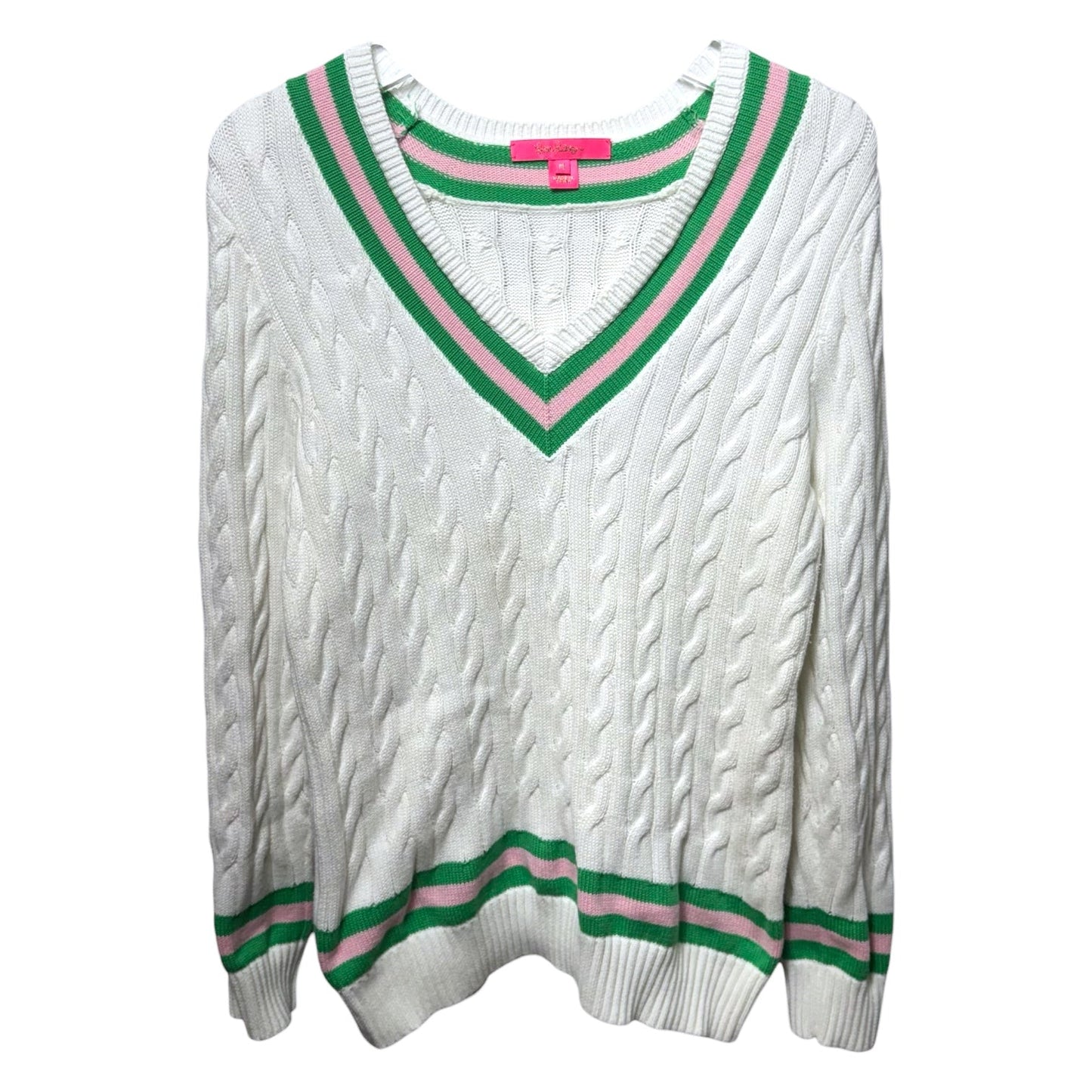 Sweater Cardigan Designer By Lilly Pulitzer In White, Size: M