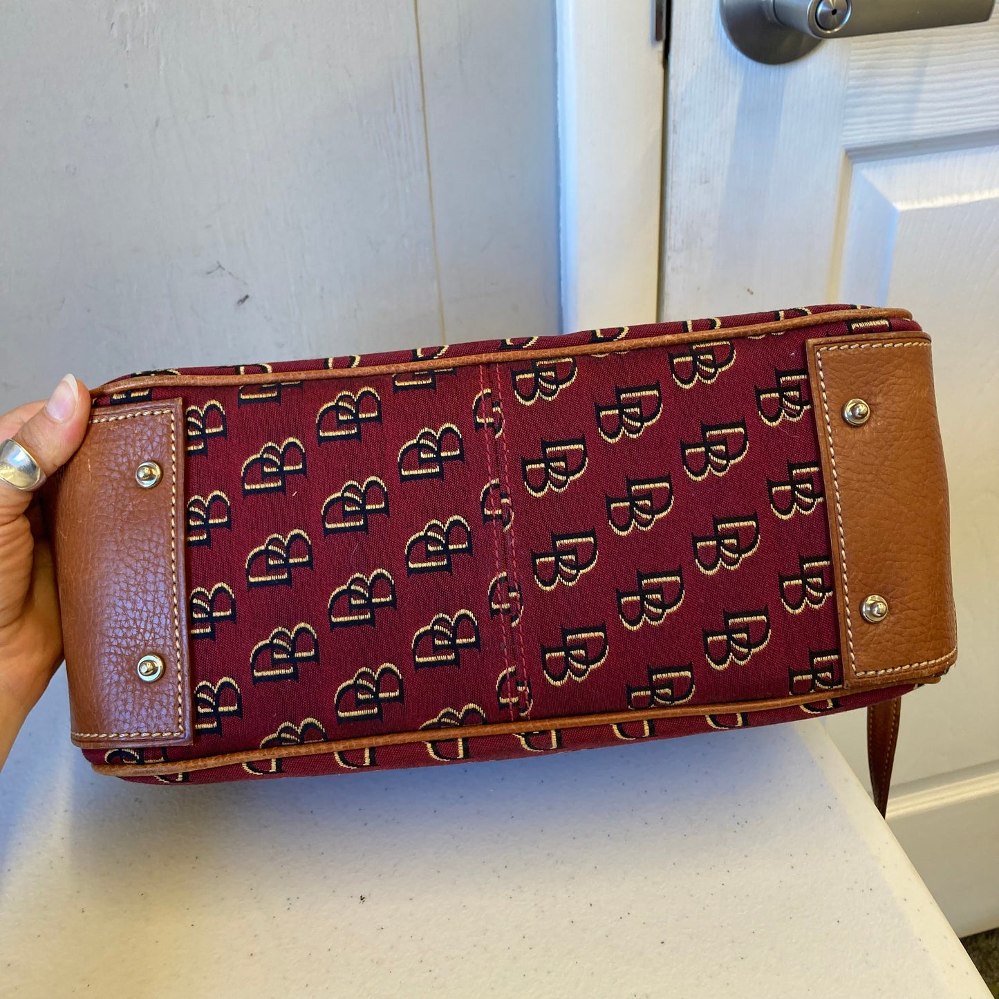 Handbag Designer By Dooney And Bourke In Maroon, Size:Medium